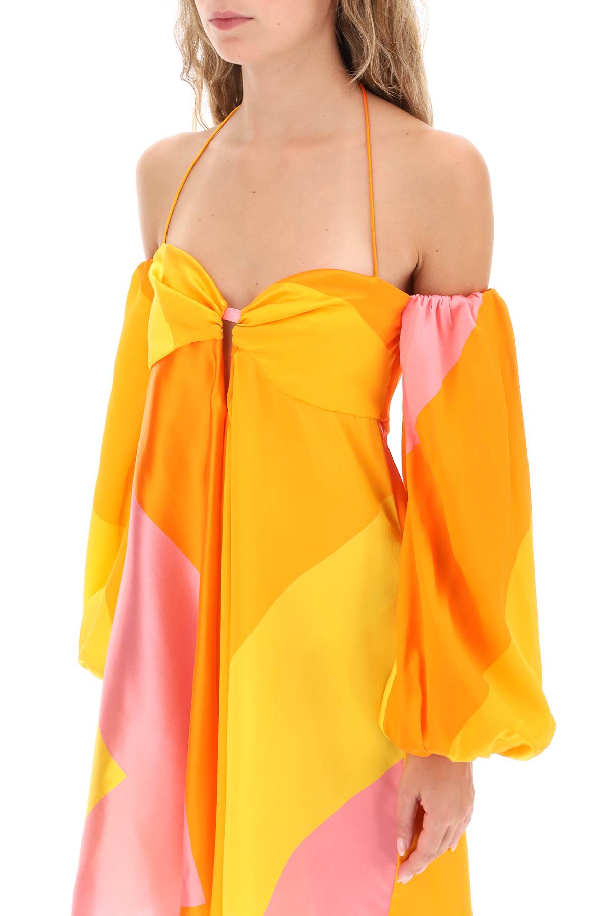 Shop Raquel Diniz Andressa Silk Satin Mini Dress In Pink Shades (orange)