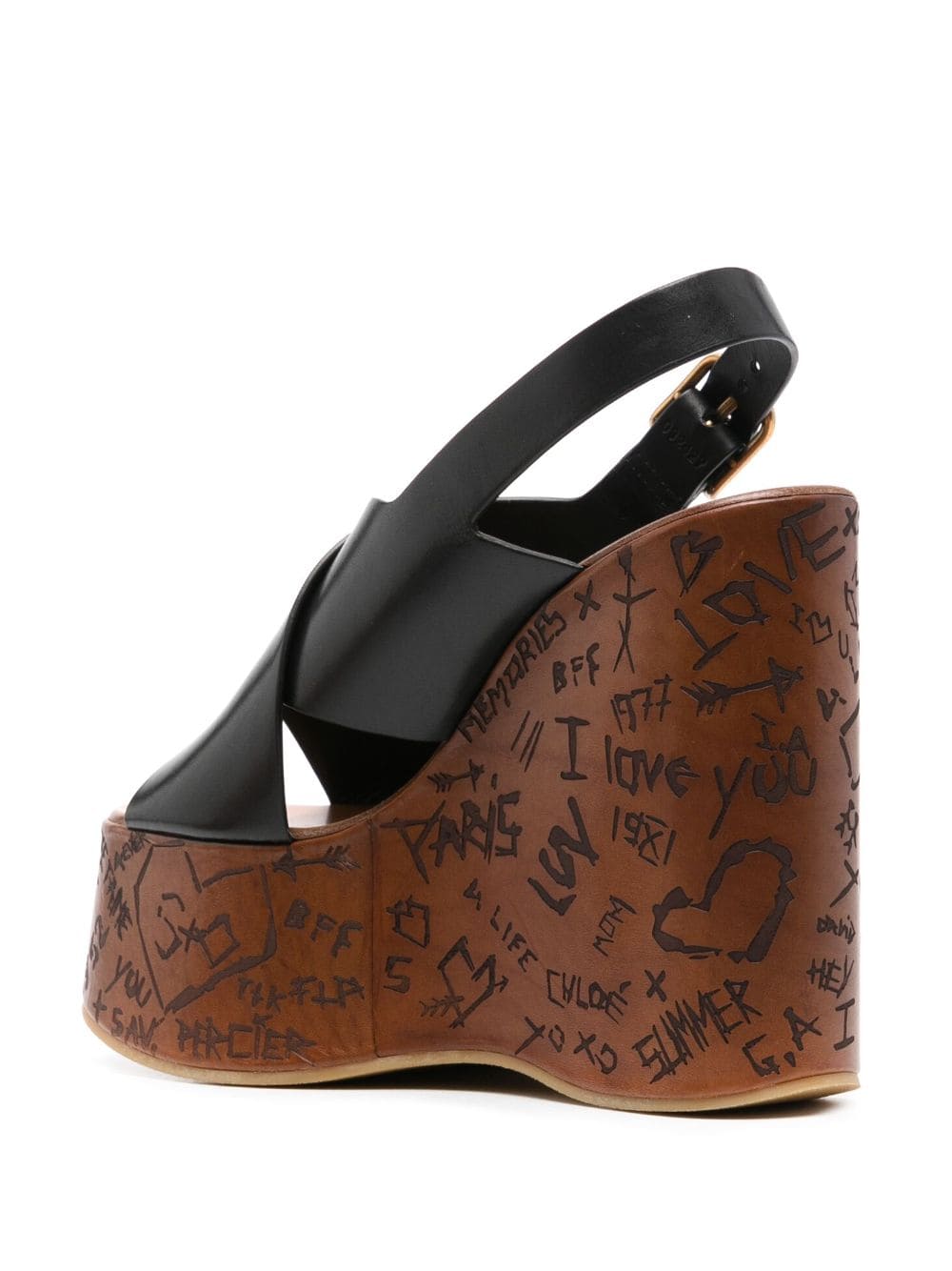 Shop Chloé Sandali Zeppa Graffiti In Black