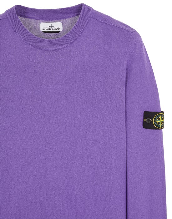 Stone Island Mens Lavender Logo-badge Crewneck Cotton-knit Jumper