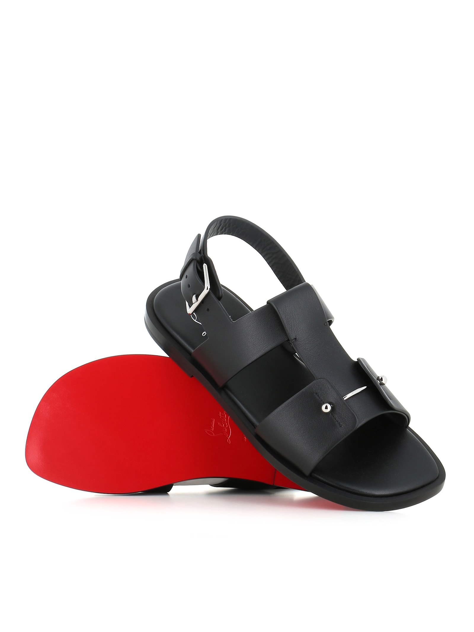 Christian Louboutin Chambeliss Sandal Flats In Black Leather In Black