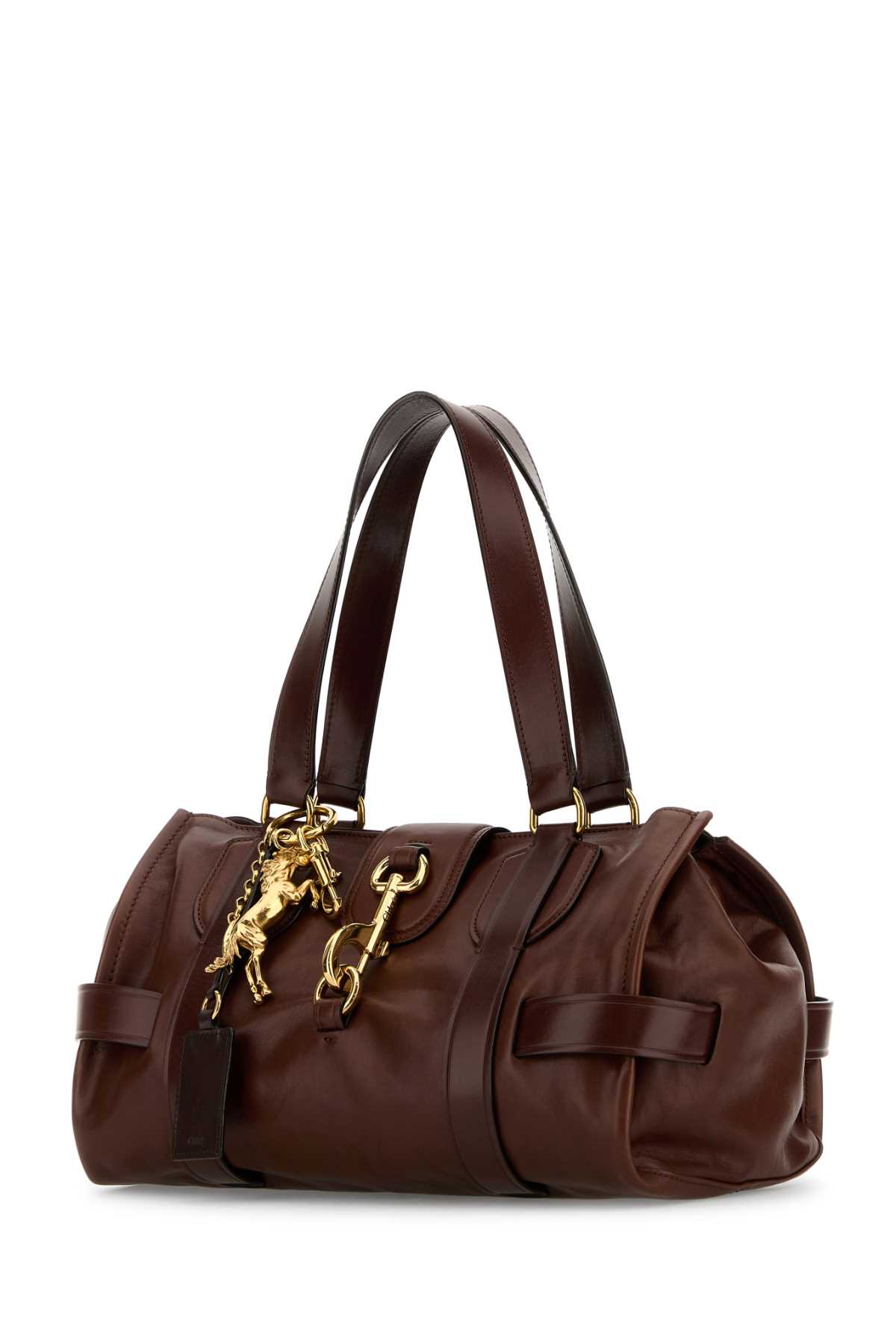 Chloé Brown Leather Kerala 25 Shopping Bag In Darkebony