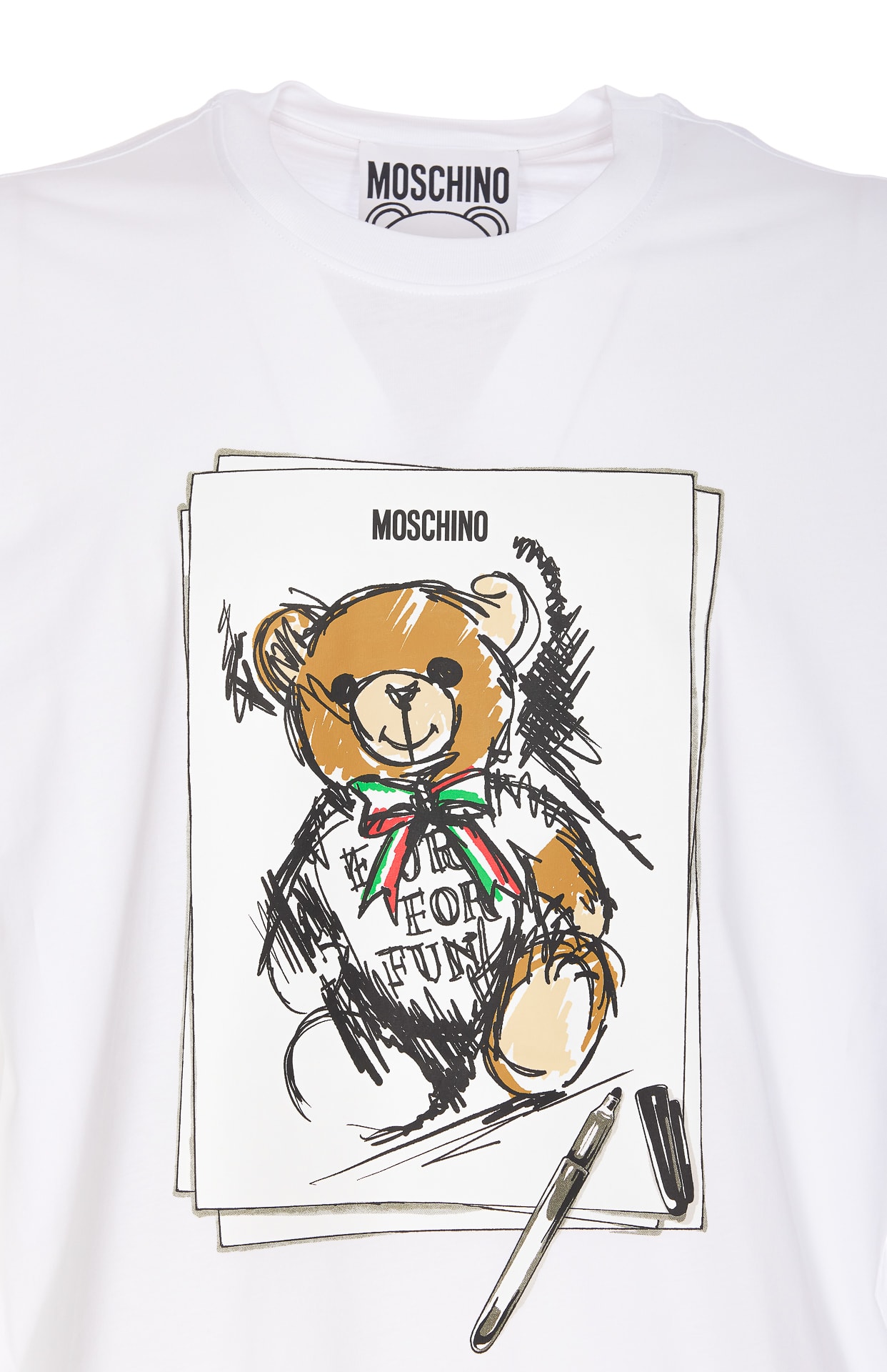 Shop Moschino Drawn Teddy Bear T-shirt In White