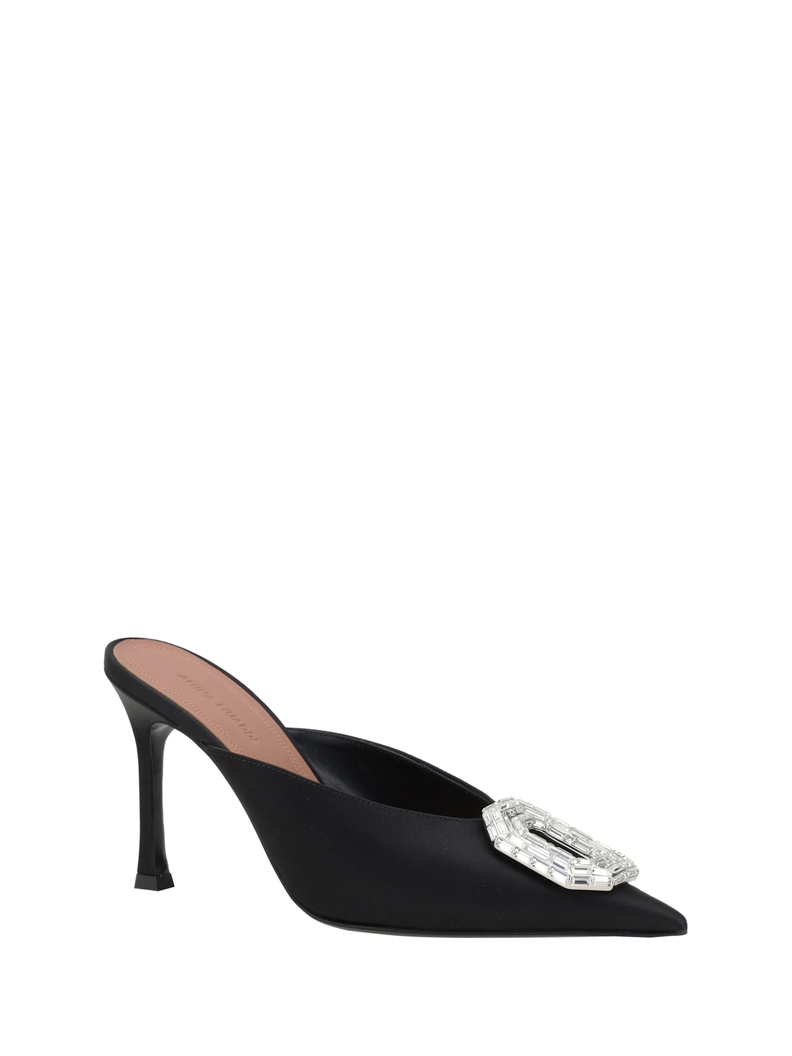 Amina Muaddi Camelia 90 Mules In Black/white