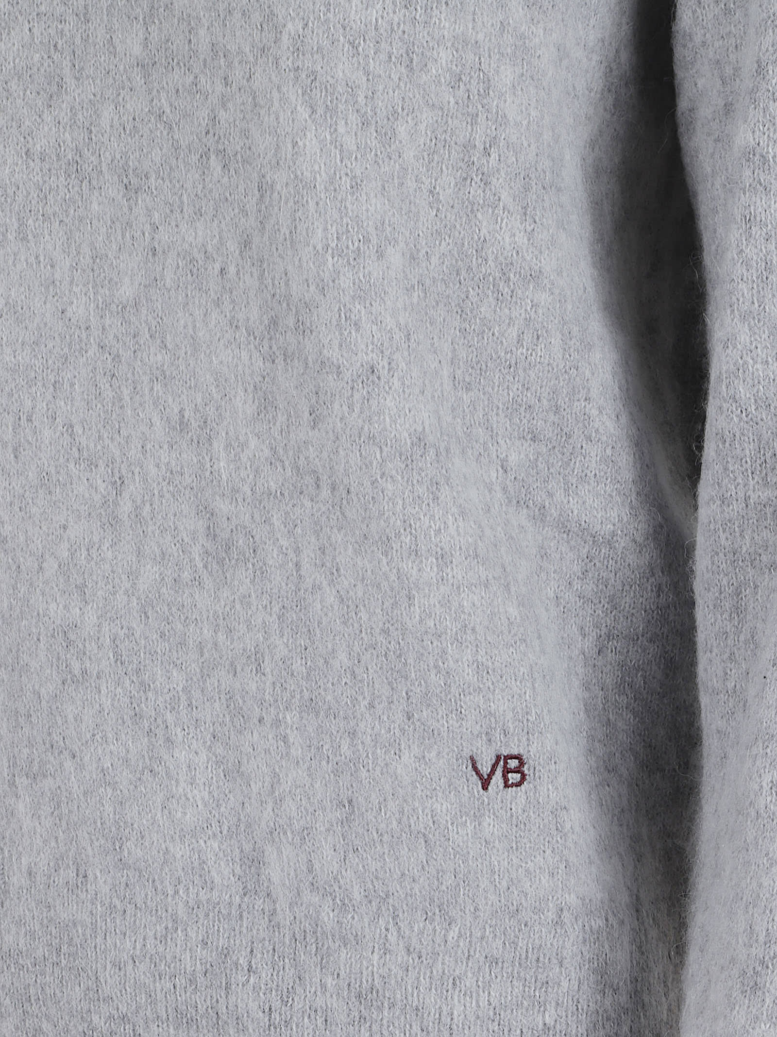 Victoria Beckham High Neck Fuzzy Texture Sweater In Gray