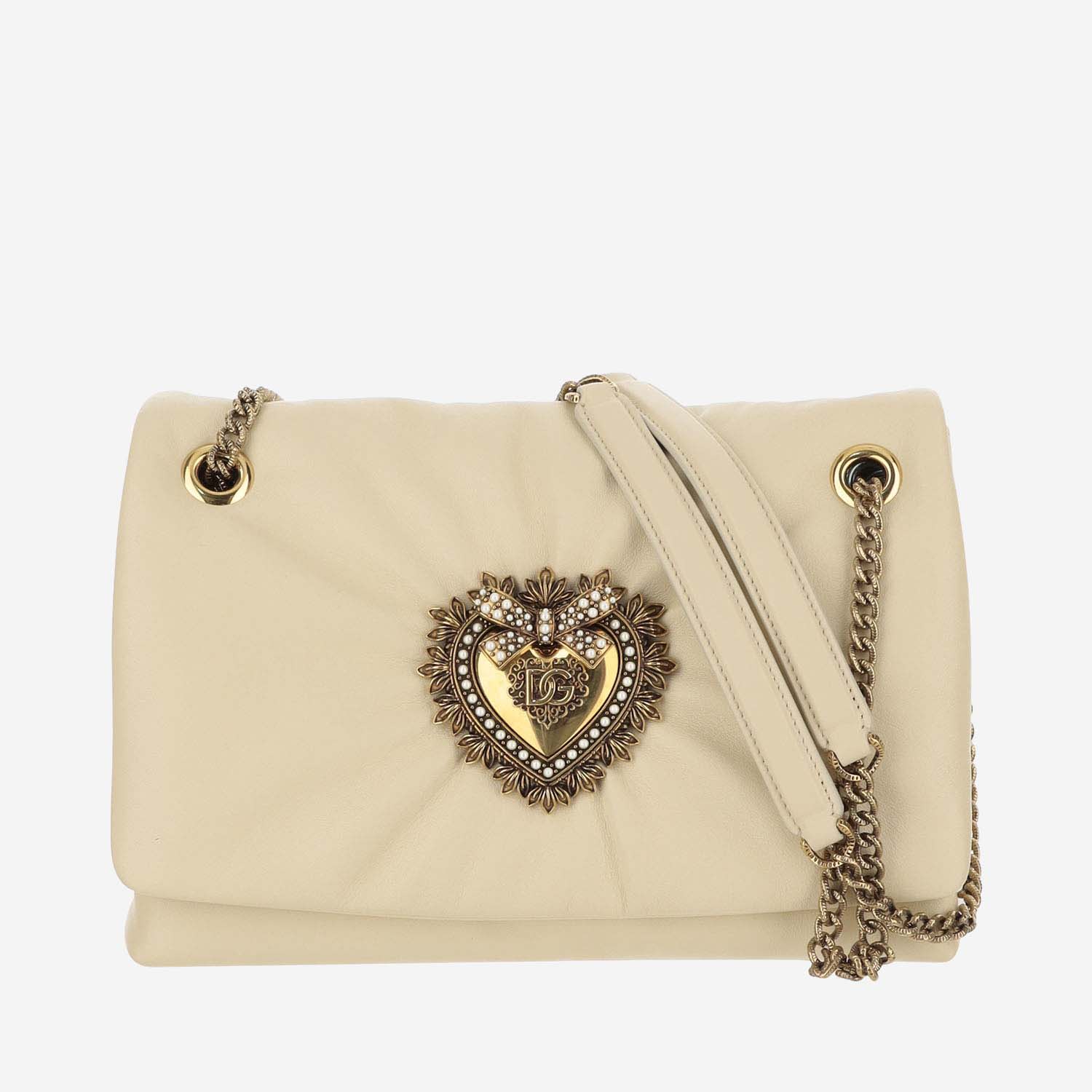 Dolce & Gabbana Devotion Soft Medium Shoulder Bag In Burro