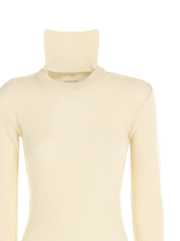 Shop Max Mara Removable High Neck Sweater In Vanilla