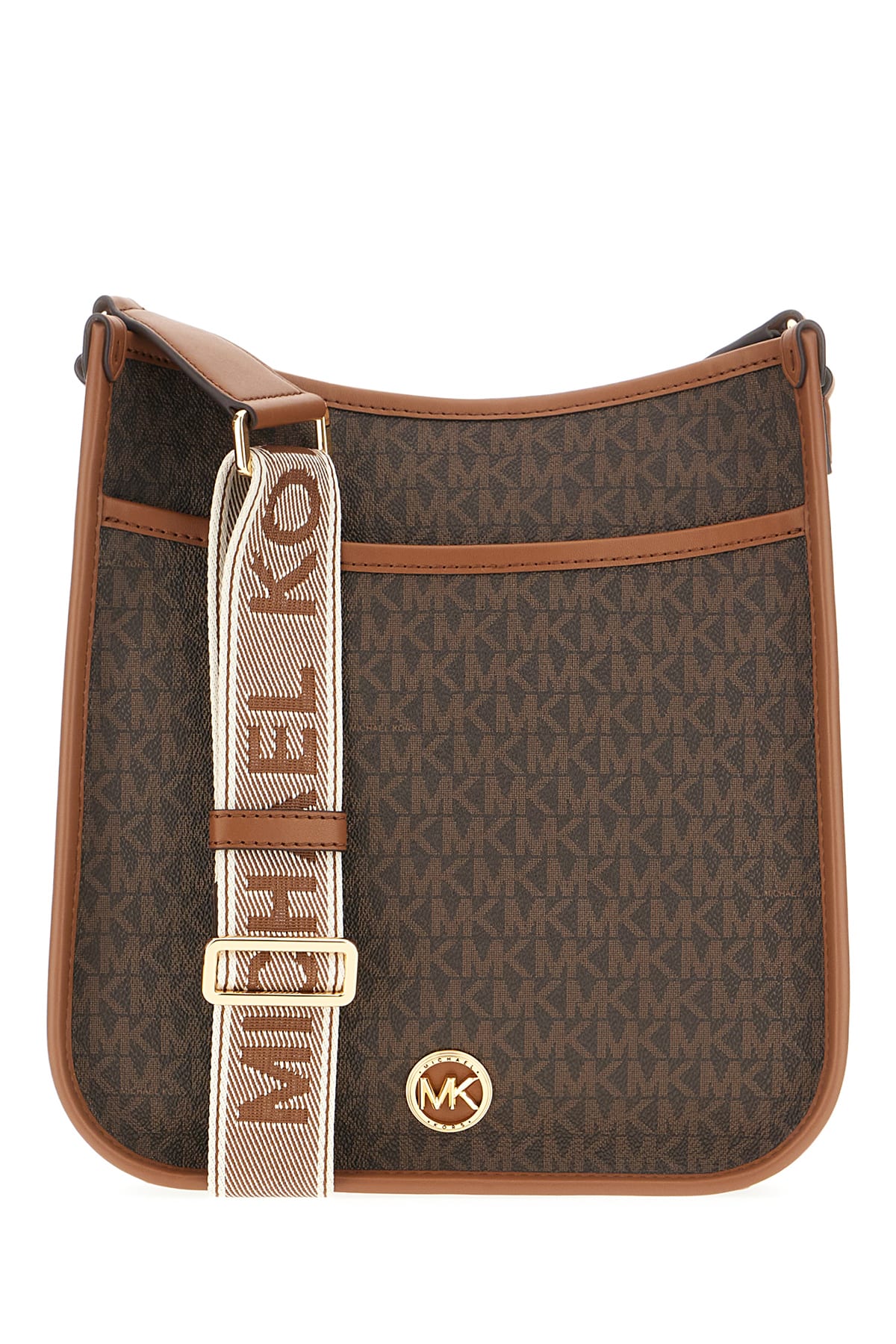 Michael Kors Printed Leather Raven Crossbody Bag In Brnluggage