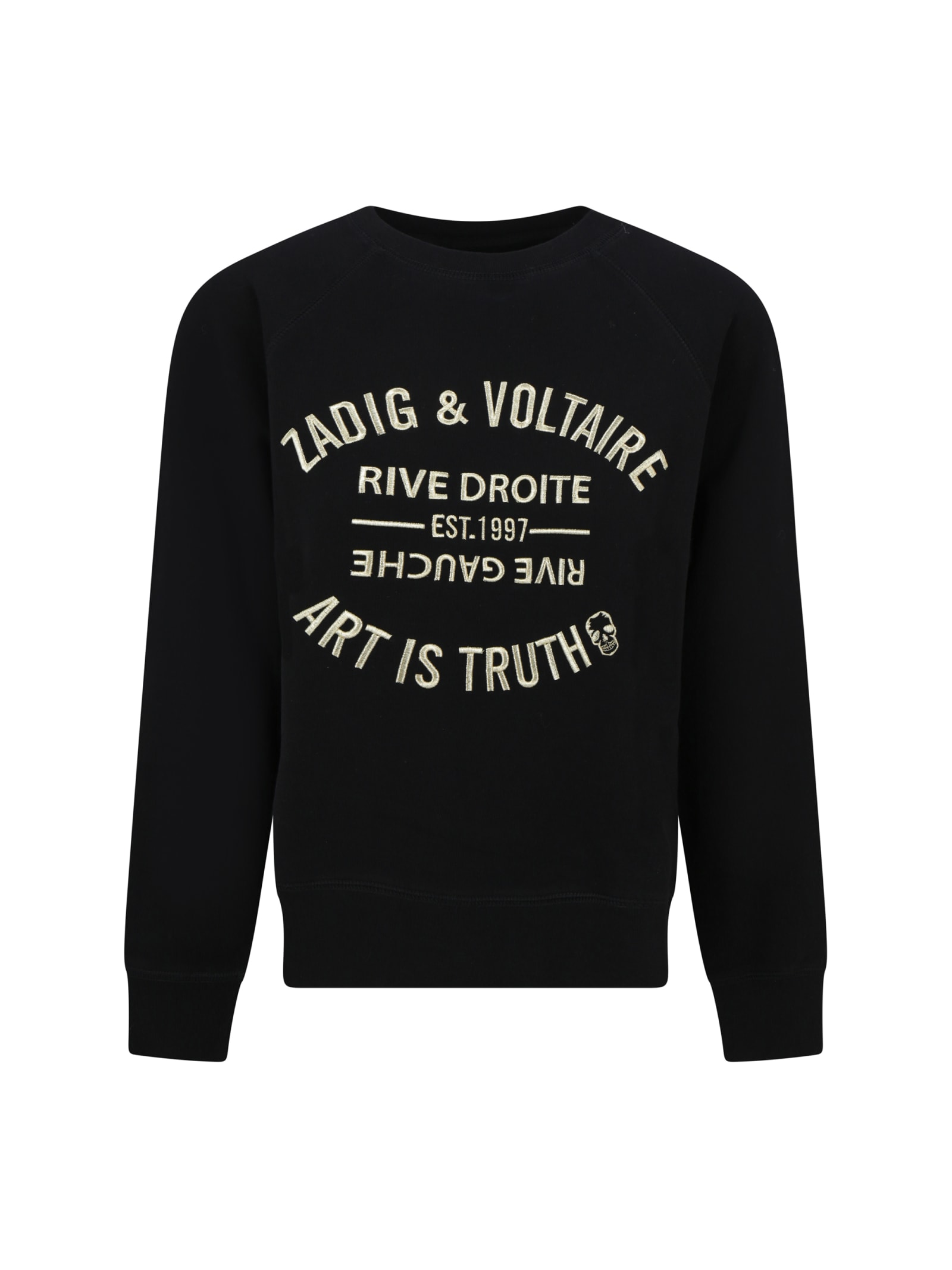 Zadig & Voltaire Logo-embroidered Organic-cotton Sweatshirt In Black