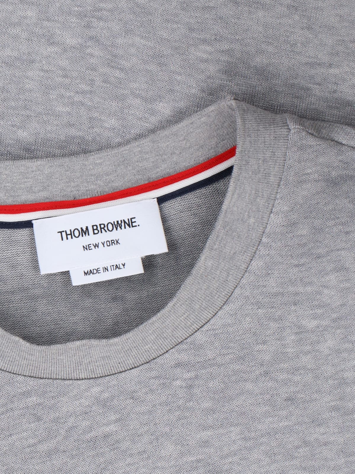 Shop Thom Browne Tricolor Detail T-shirt In Gray
