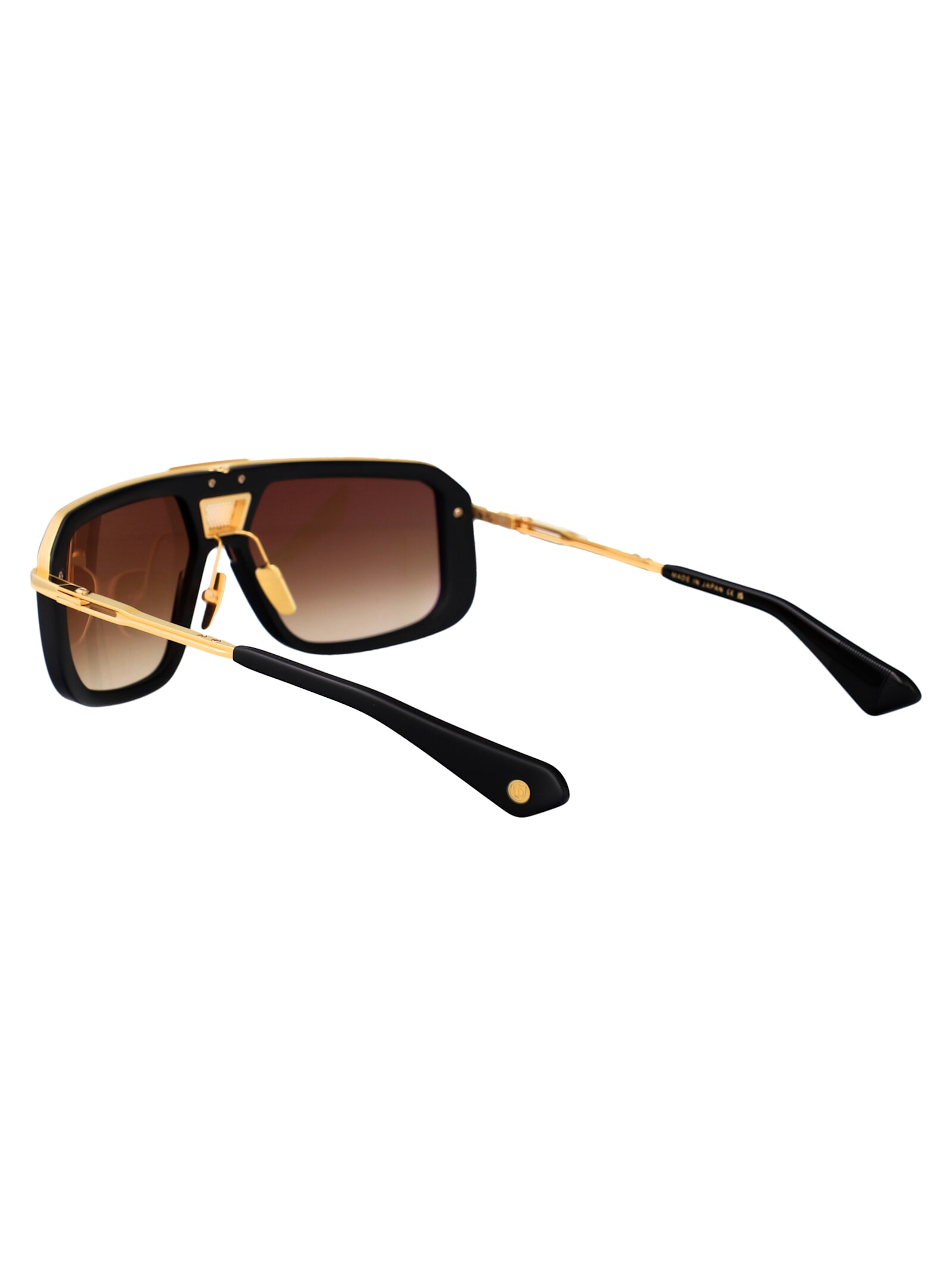 Dita Dts400-a-01-z Mach-eight Rectangular Acetate And Titanium Sunglasses In Matte Black - Yellow Gold W/ Brown To Clear