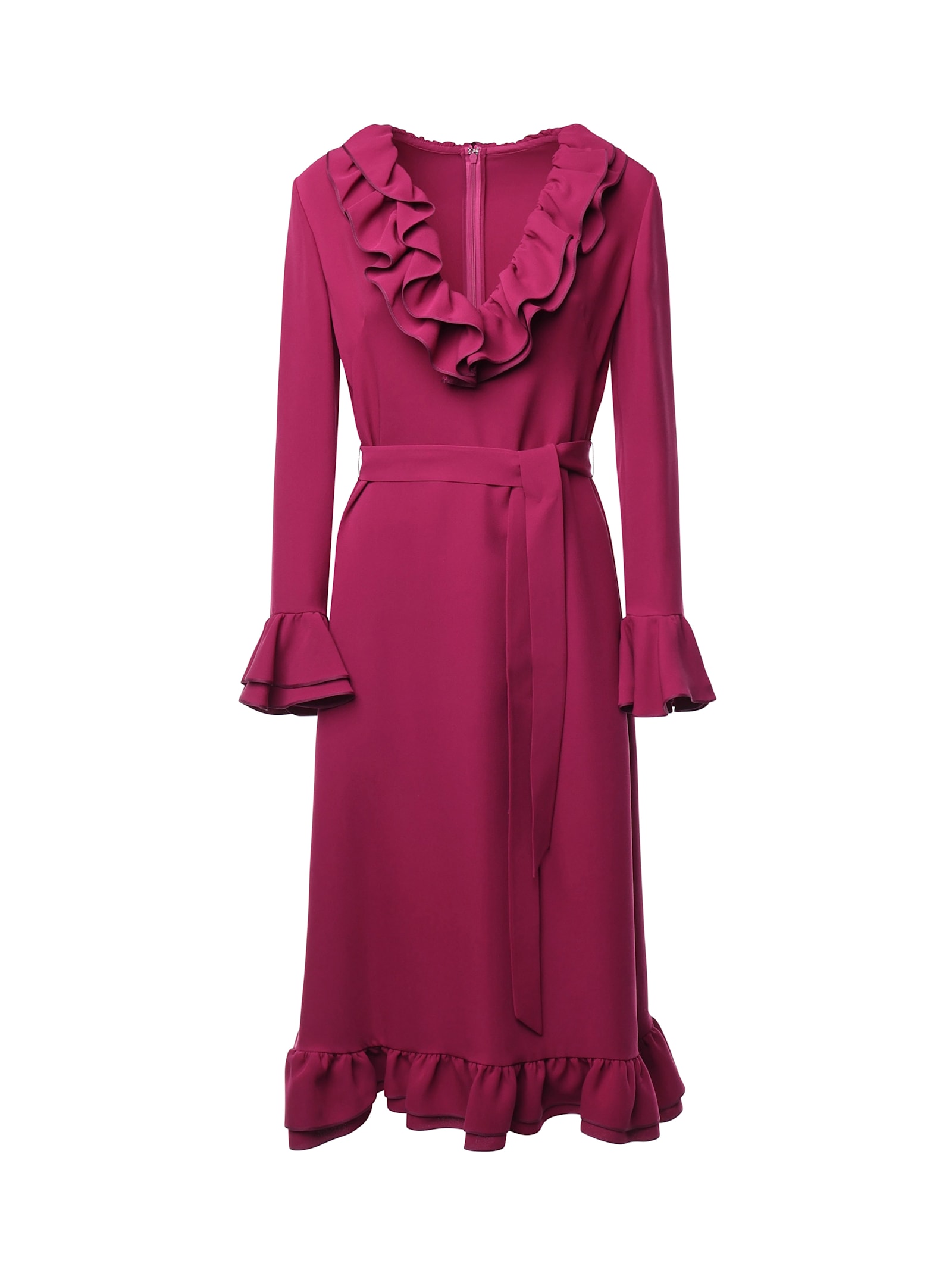 Valentino Cady Couture Ruffled Midi Dress In Magenta