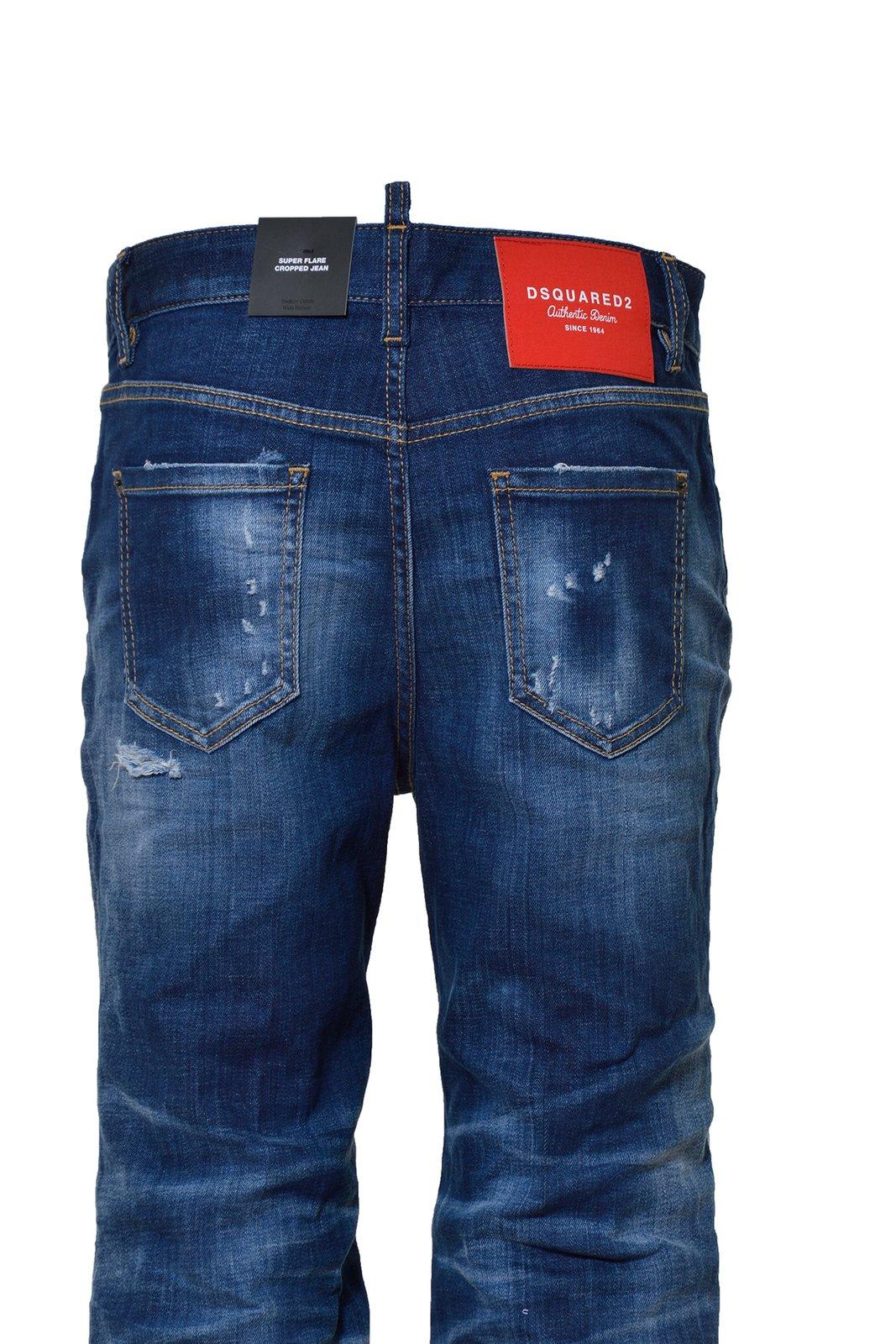 Shop Dsquared2 Distressed Straight Leg Jeans In Denim