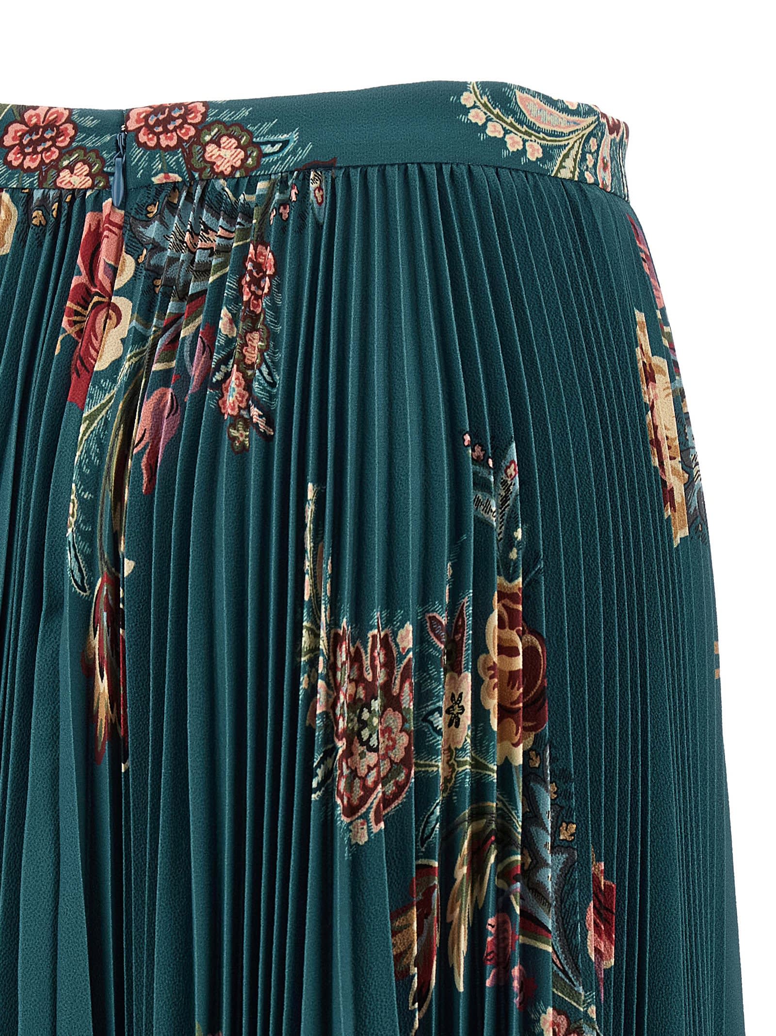 Etro Pleated Skirt Skirts Multicolor In Green