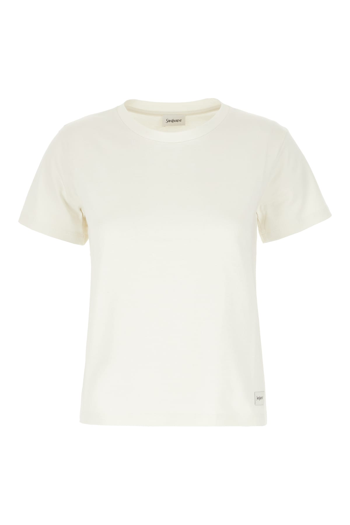 Saint Laurent Chalk Cotton Blend T-shirt In Bianco