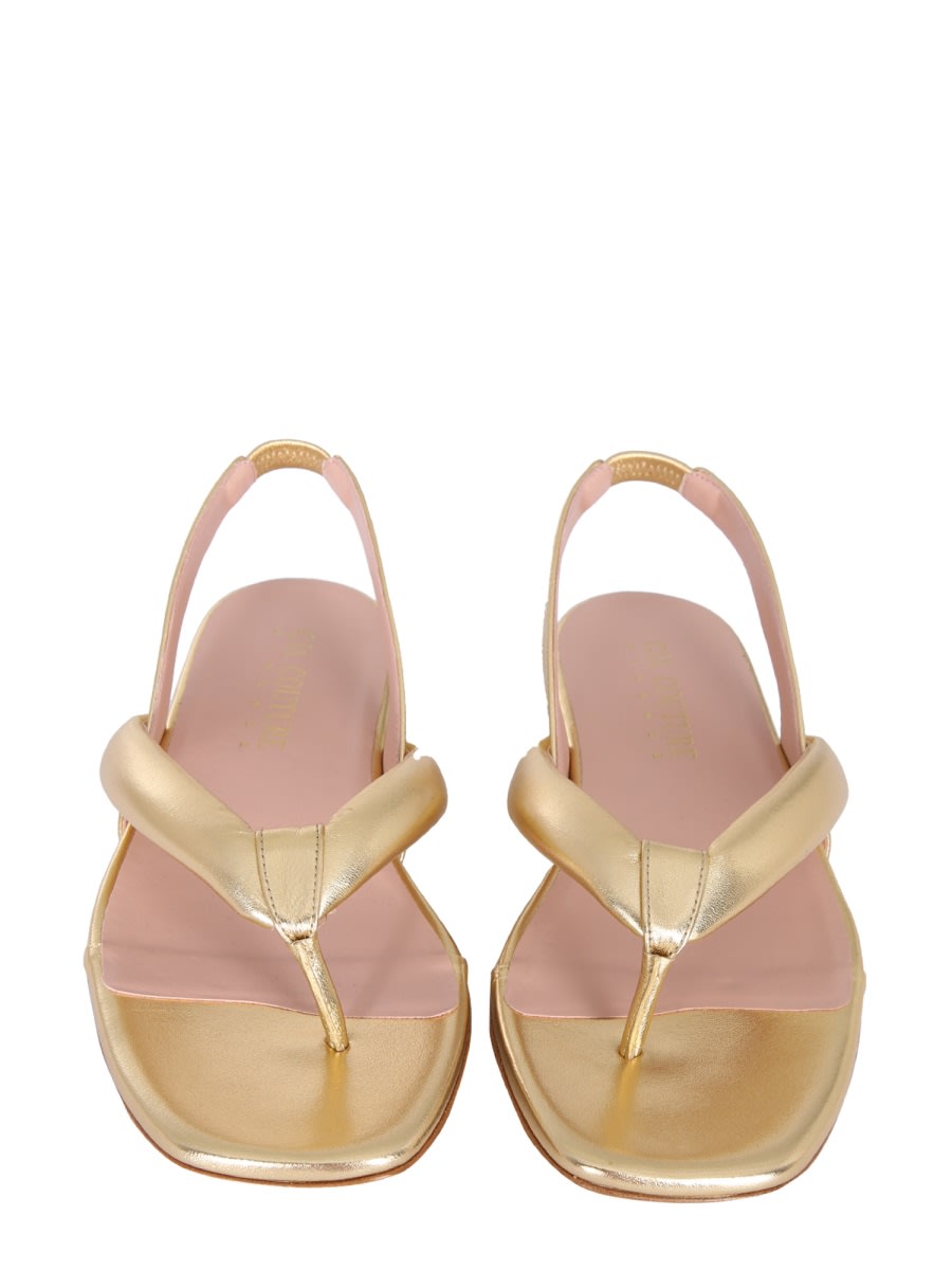 Shop Gia Borghini Leather Slingback Sandals In Gold