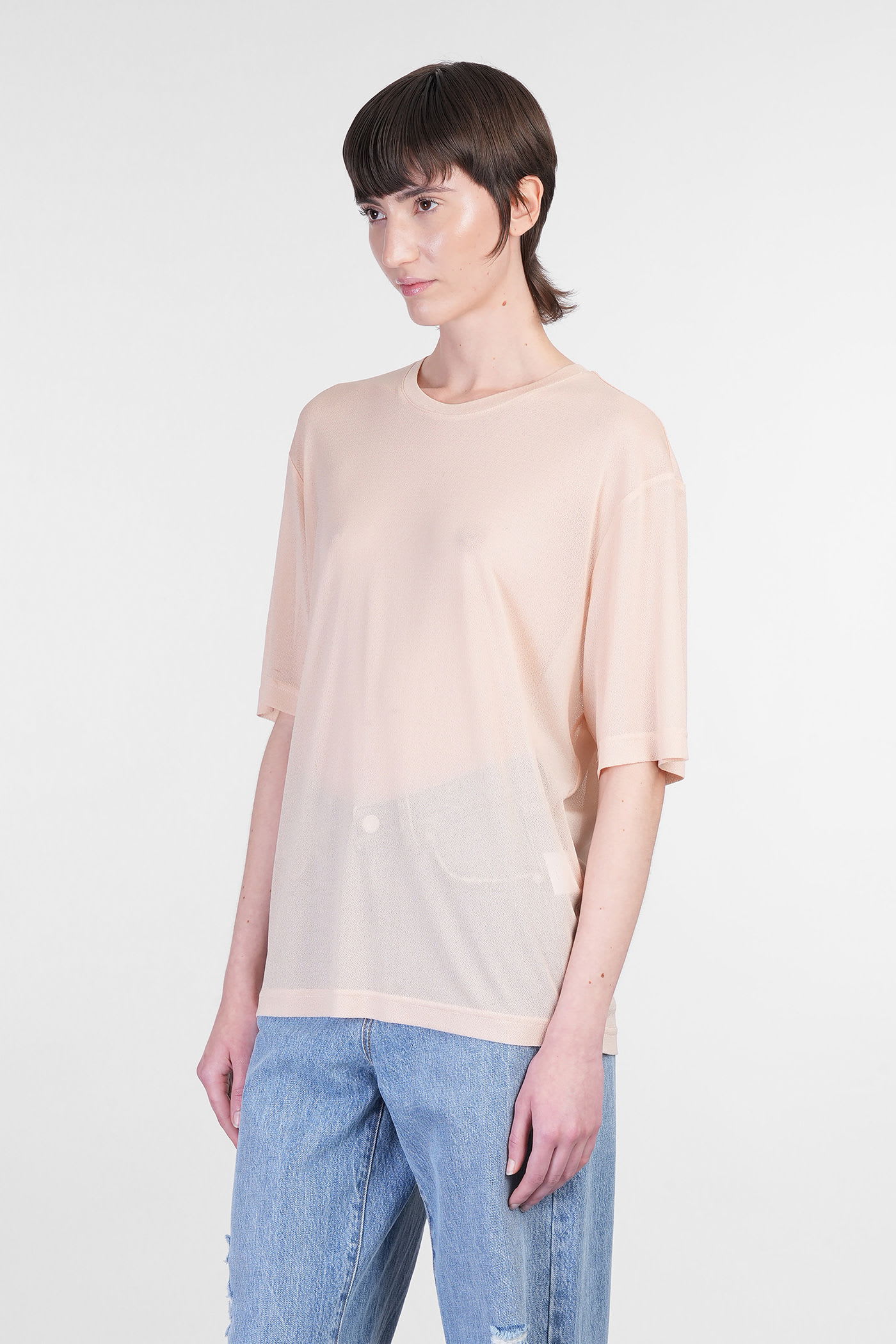 Séfr Mateo T-shirt In Beige Acrylic In Pink
