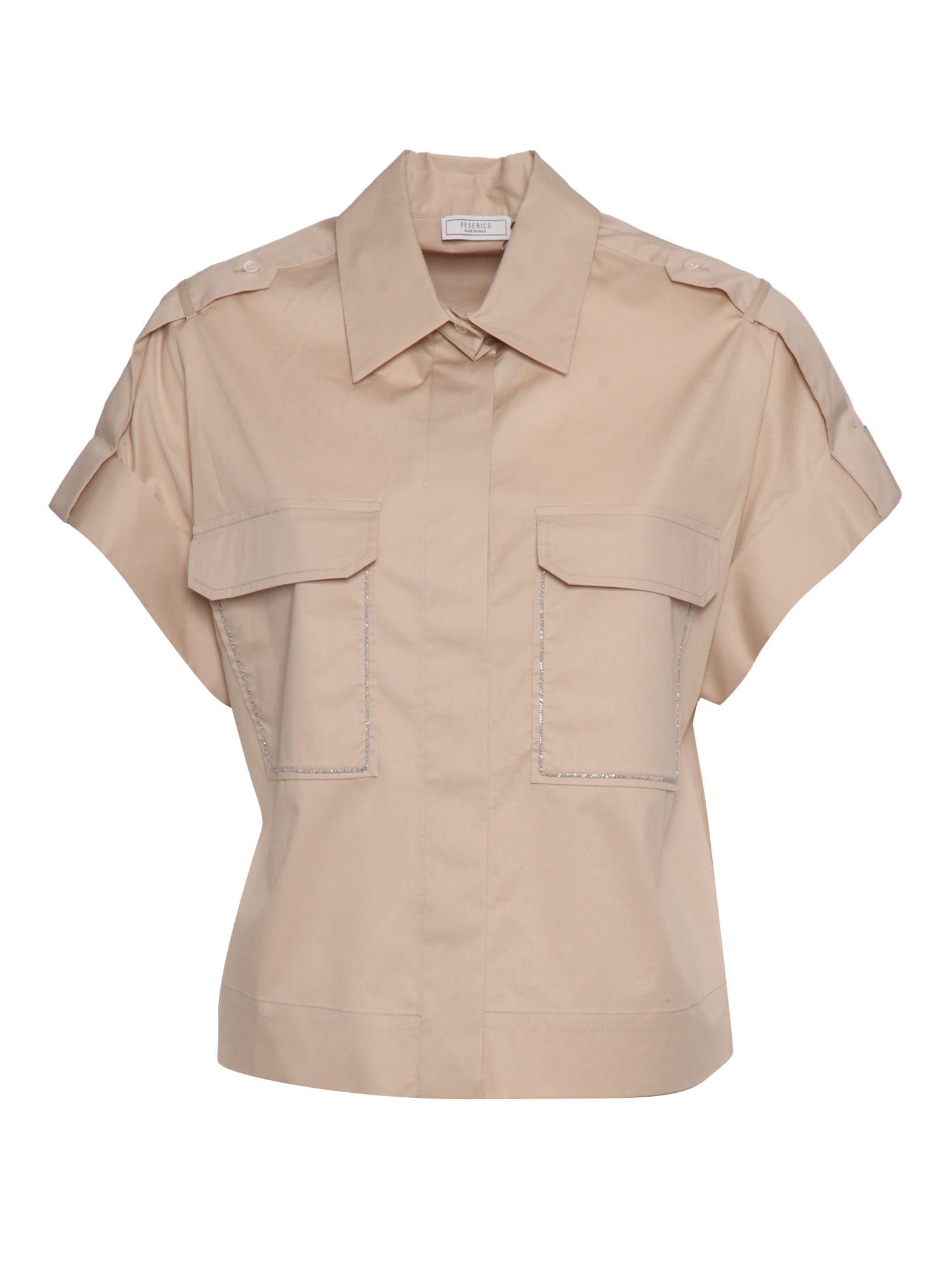 Peserico Trimmed-pocket Shirt In Neutral