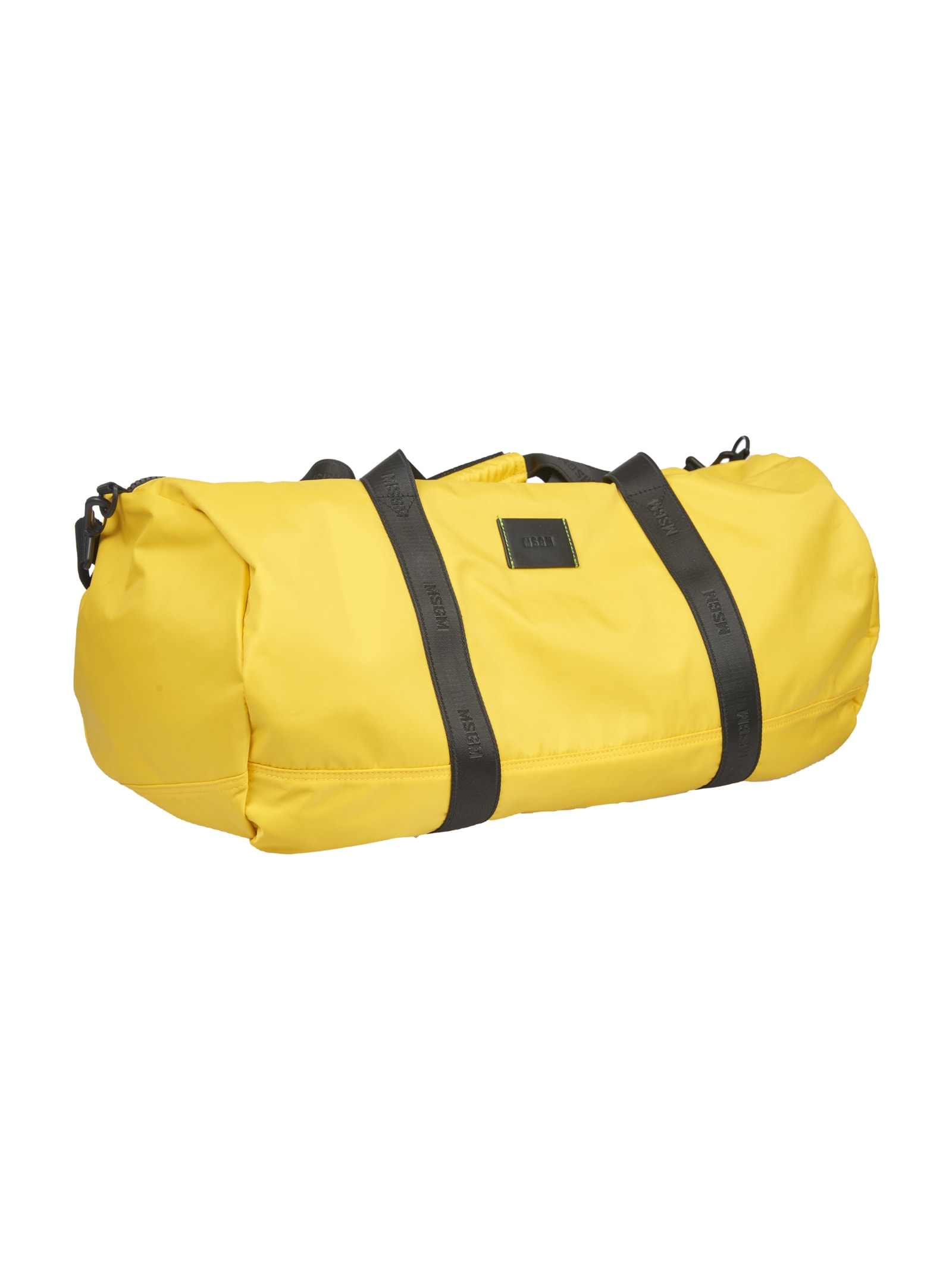 Shop Msgm Logo Patch Duffle Bag In Yellow