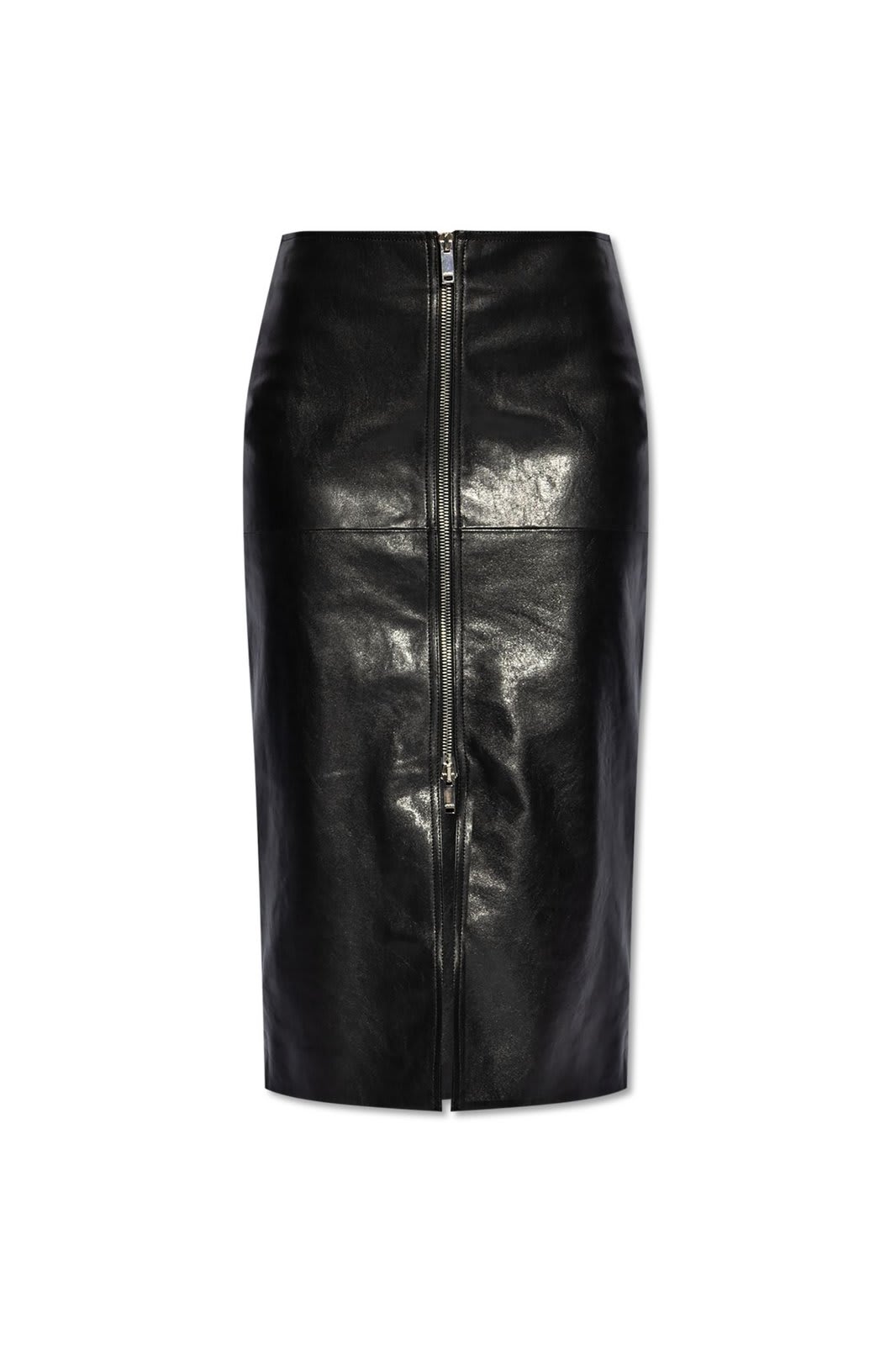 Shop Isabel Marant Ediaz Front-zip Leather Skirt In Black