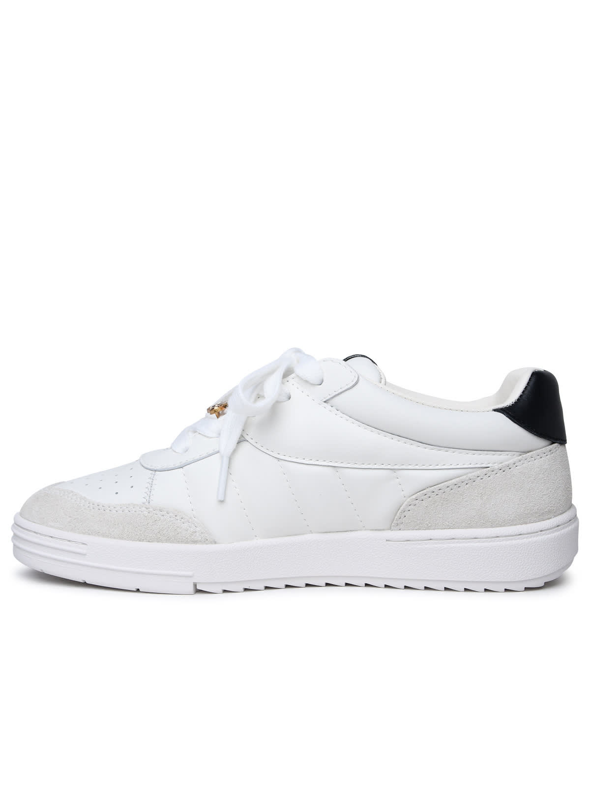 Shop Palm Angels Palm Beach University White Leather Sneakers In Black/red