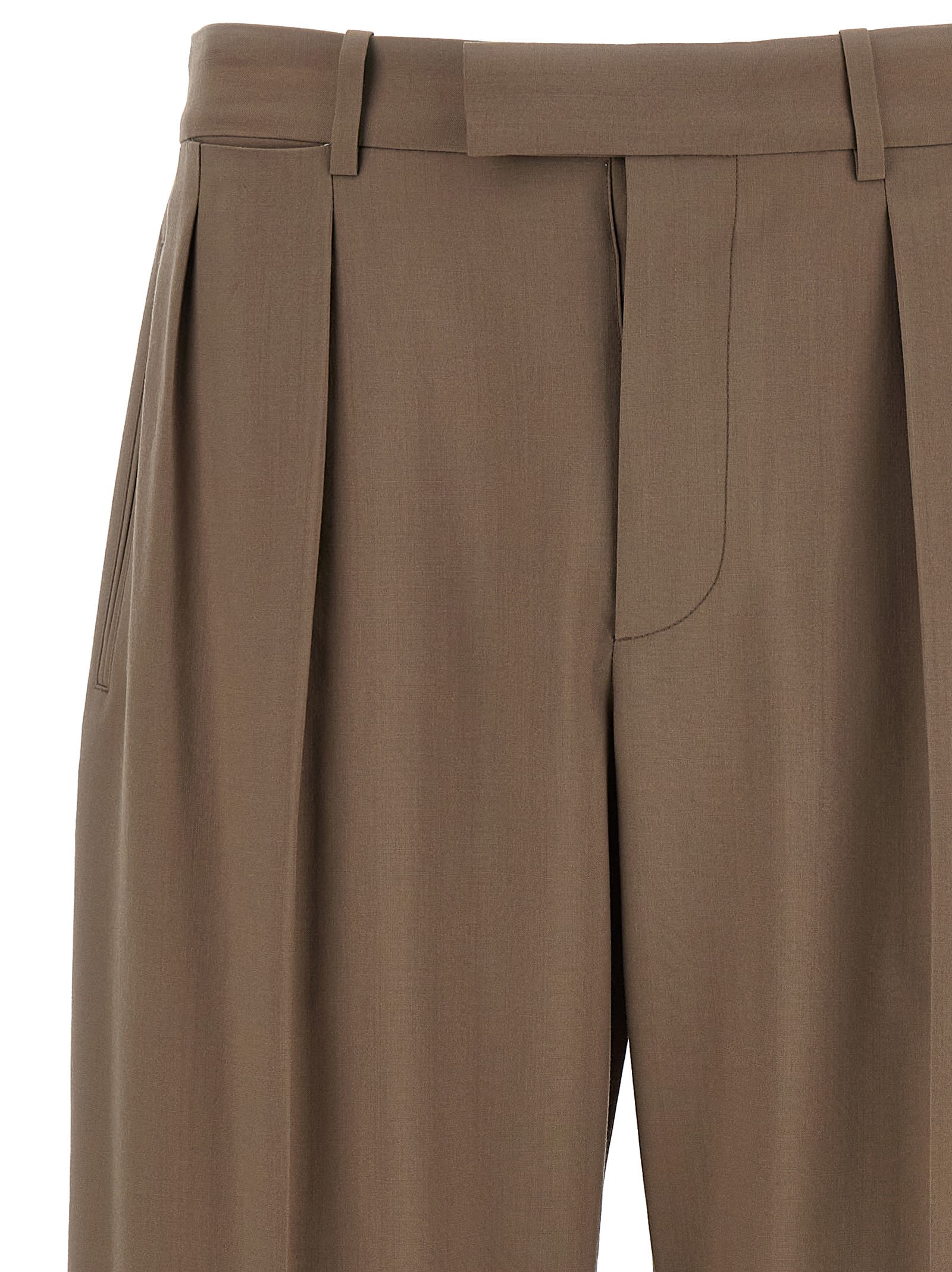The Row Trousers Front Pleated Belt Loops In Green