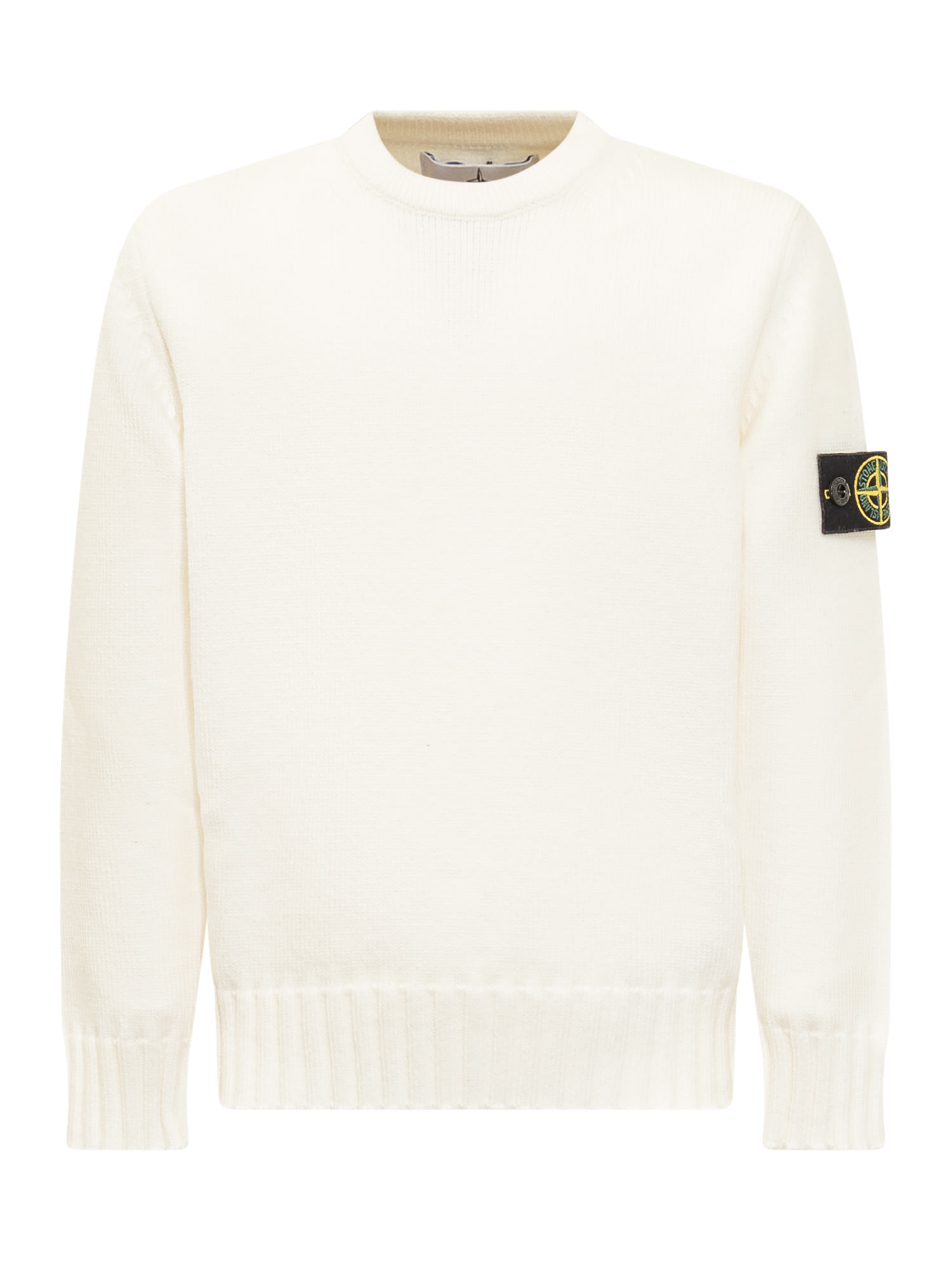 Stone Island Junior Kids' Sweater With Logo In Bianco
