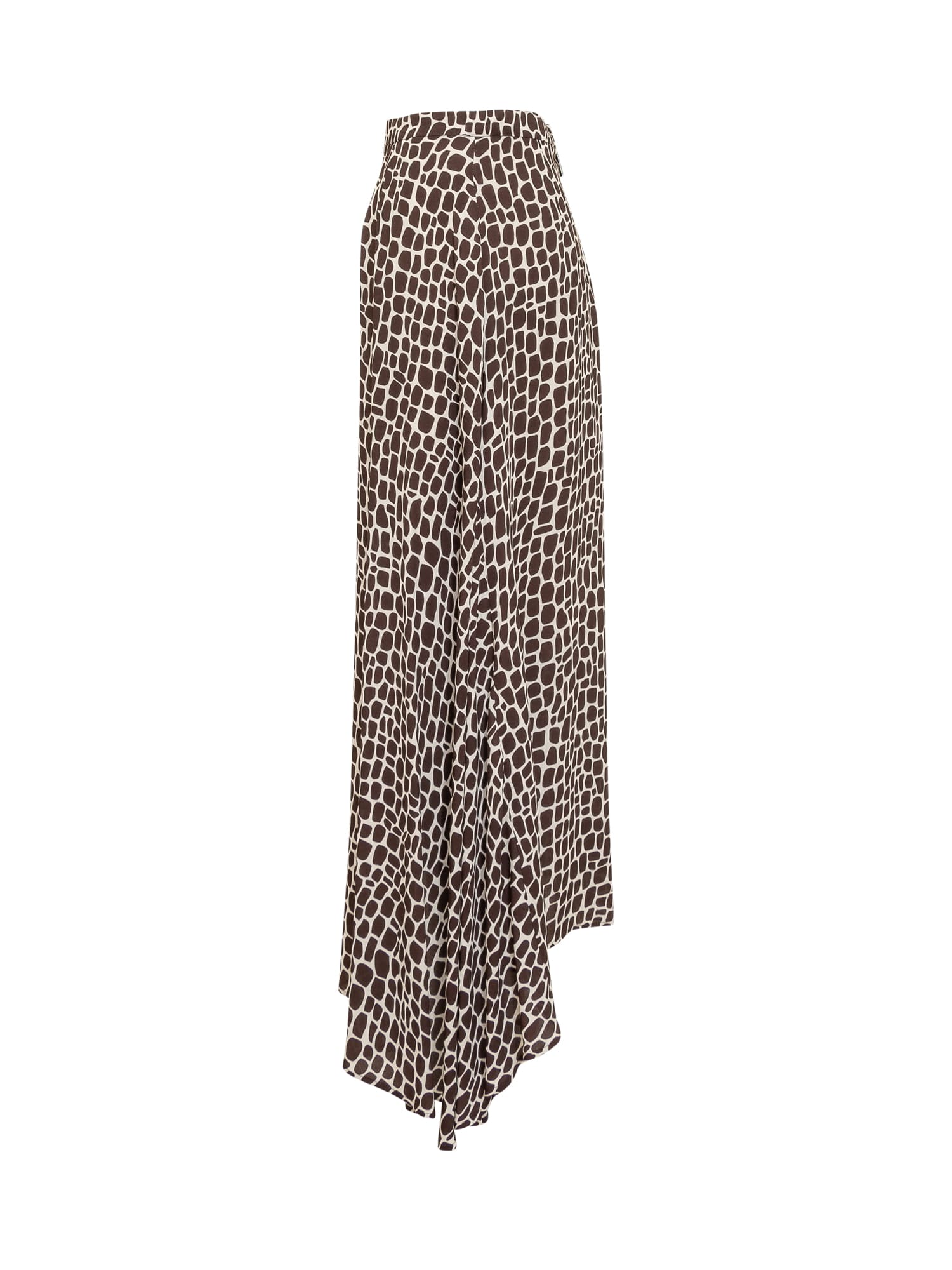 Shop Msgm Asymmetrical Long Skirt With Print In Off White