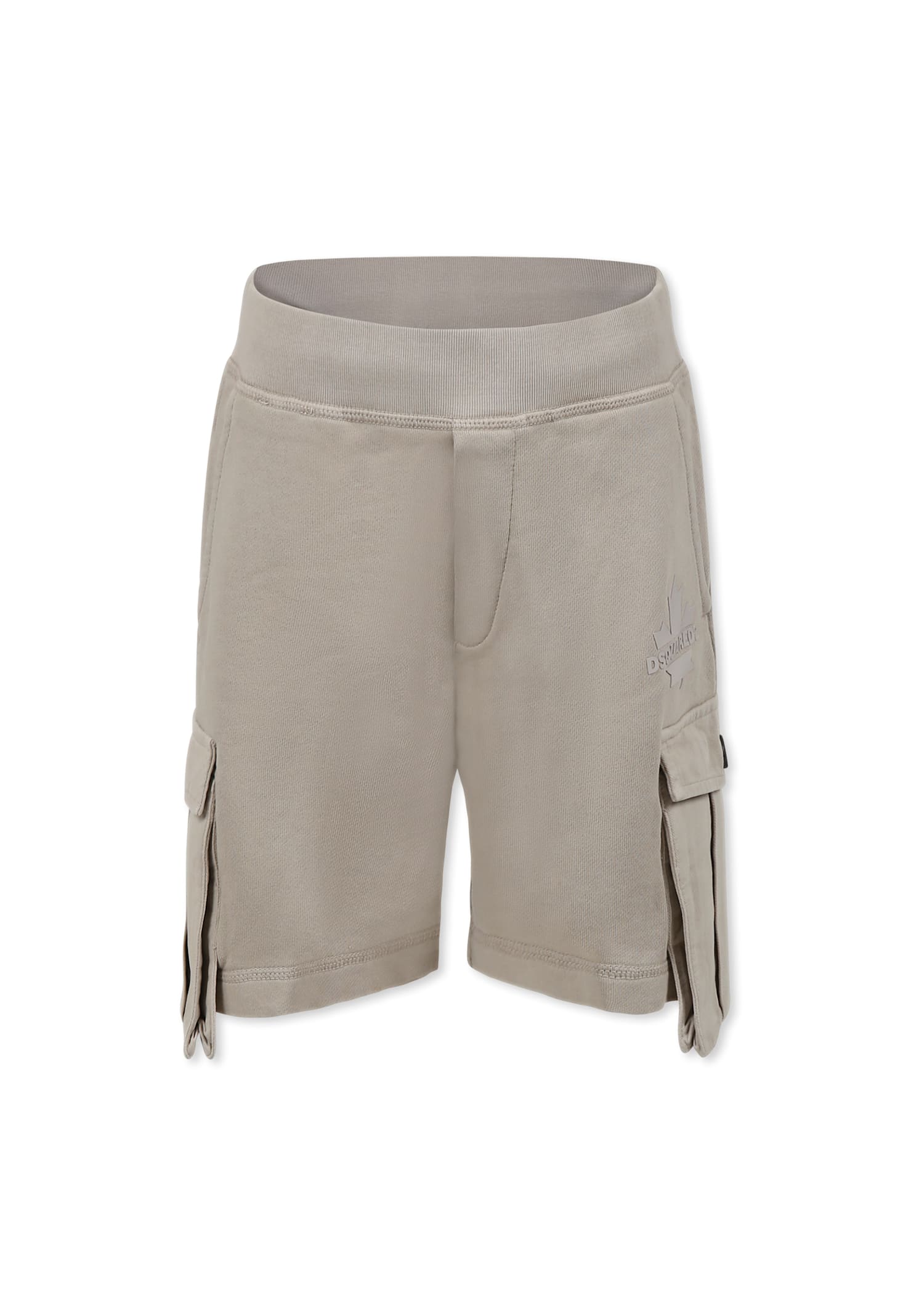Shop Dsquared2 Beige Shorts For Boy With Logo