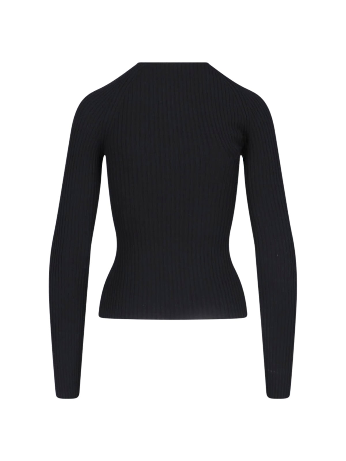 Courrèges Slash Asymmetric Ribbed-knit Sweater In Black