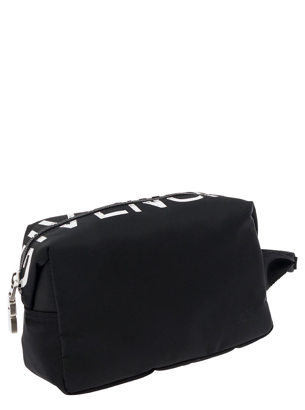 Shop Givenchy Black Clutch With Contrasting Logo Print In Nylon Man
