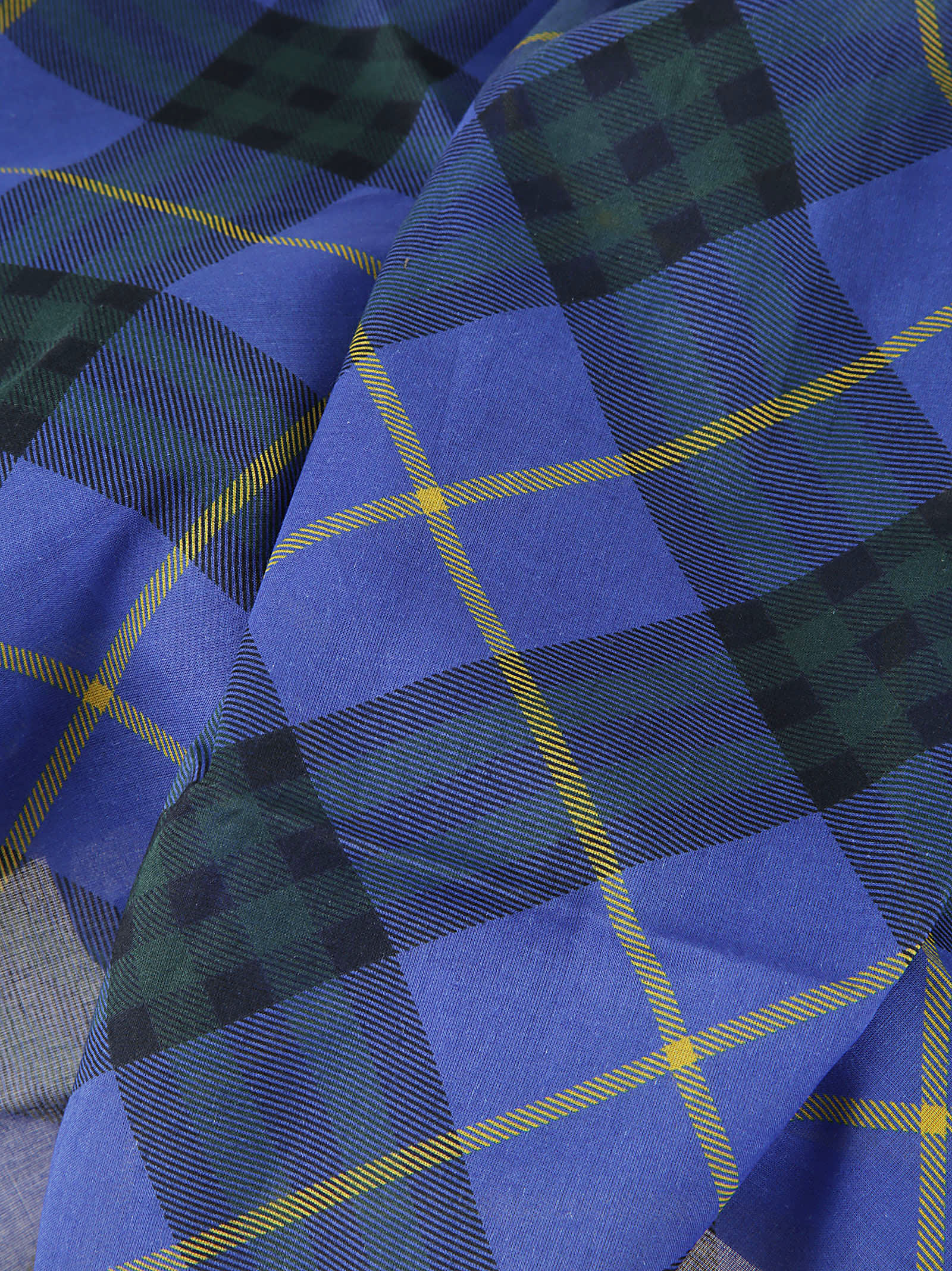 Shop Burberry Check Print Scarf In Bright Navy