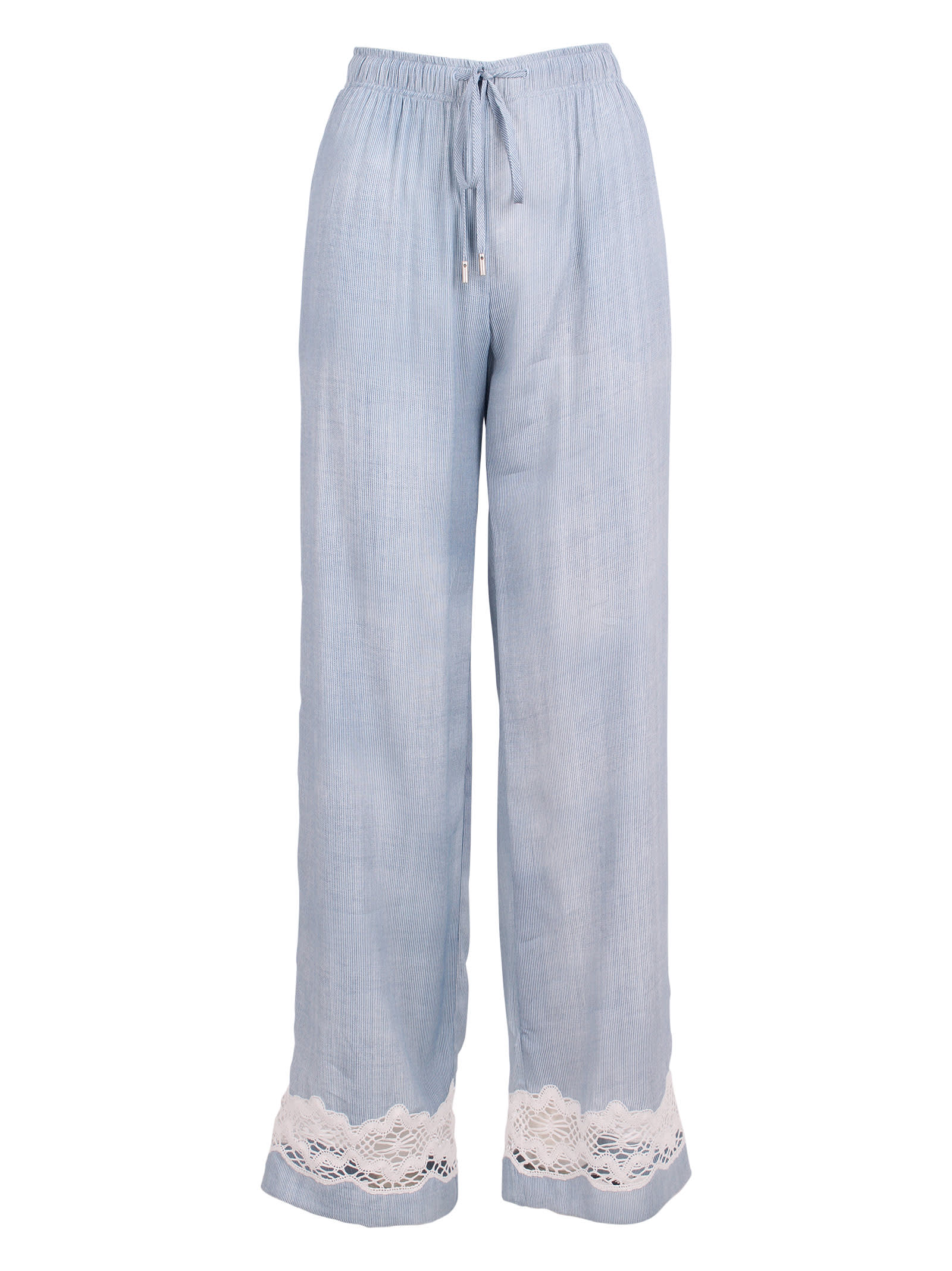Ermanno Scervino Rayon Trousers With Lace Detail