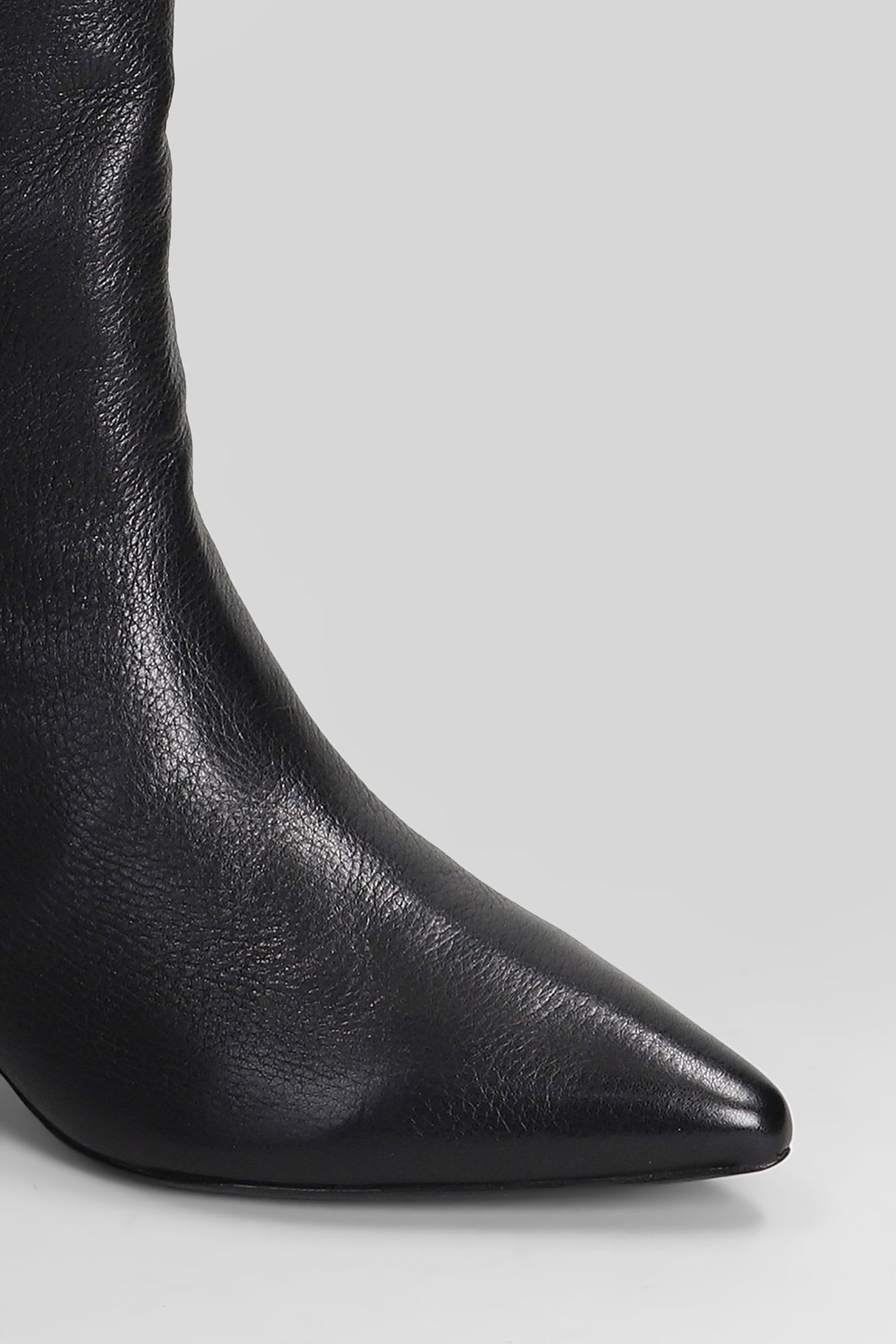Ash Violet High Heels Boots In Black Leather In Black