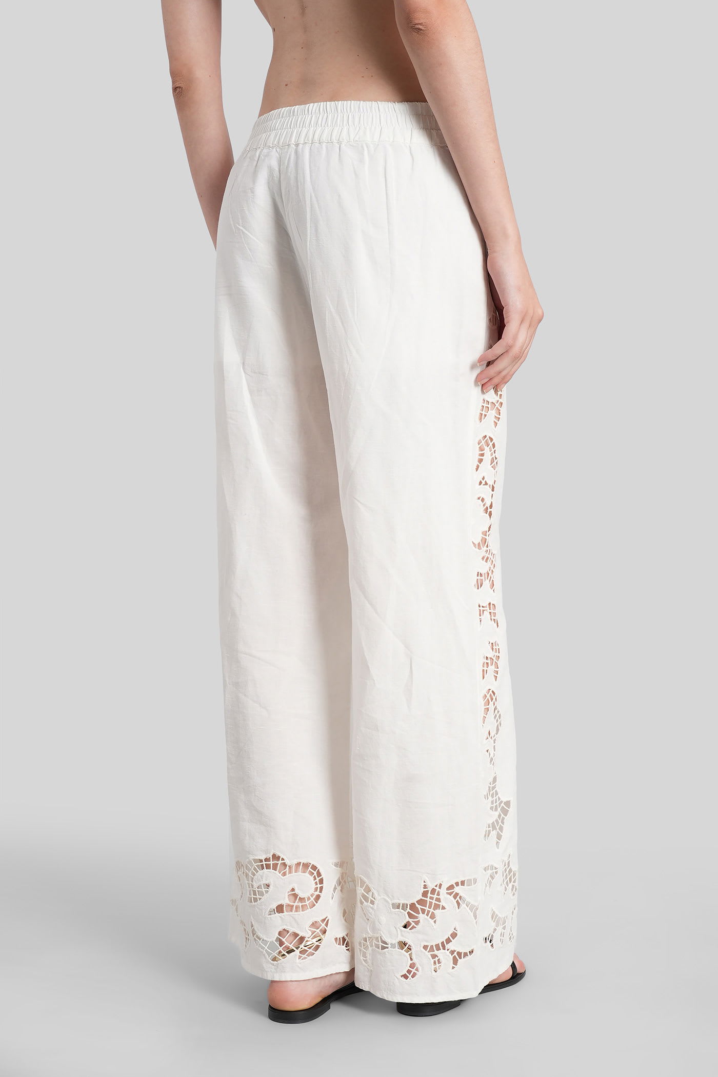 Alice And Olivia Tanya Embroidered Eyelet Trousers In White