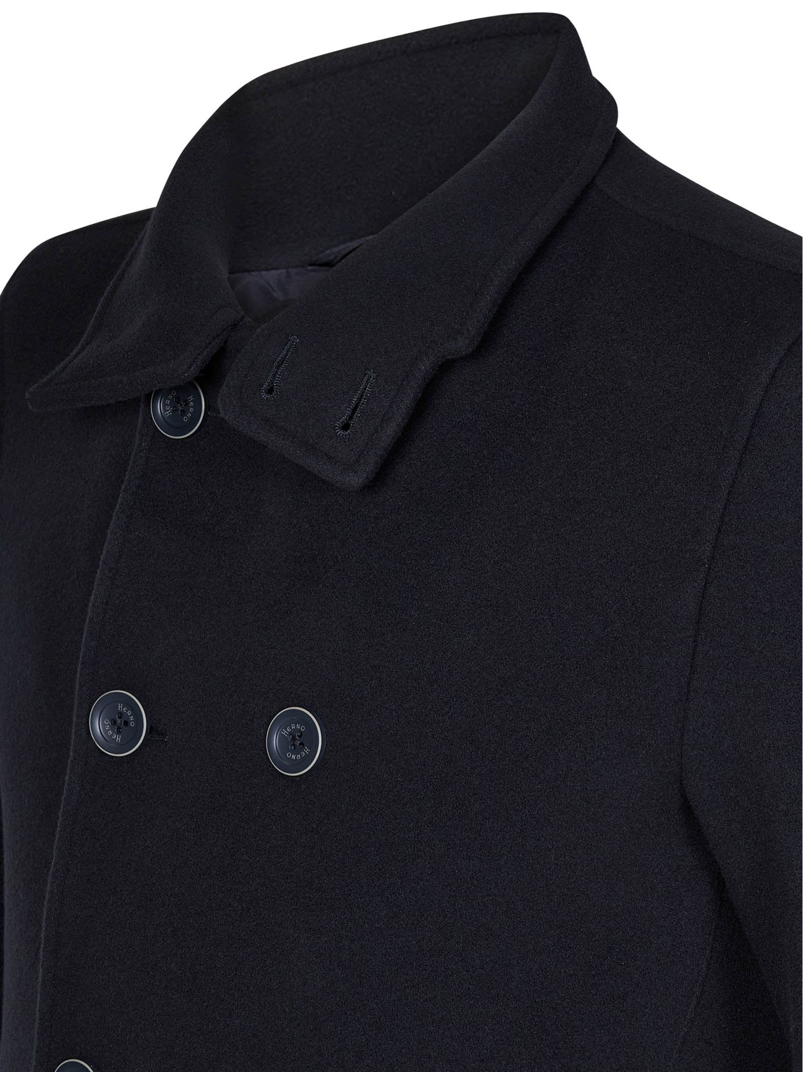 Shop Herno Midnight Blue Virgin Wool Coat