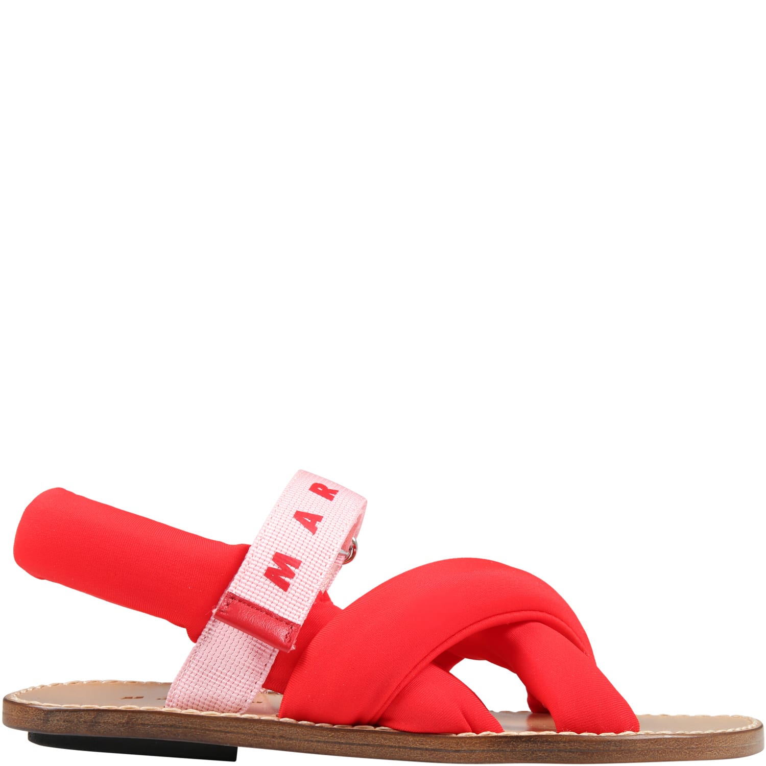 Marni Red Sandals For Girl With Red Logo