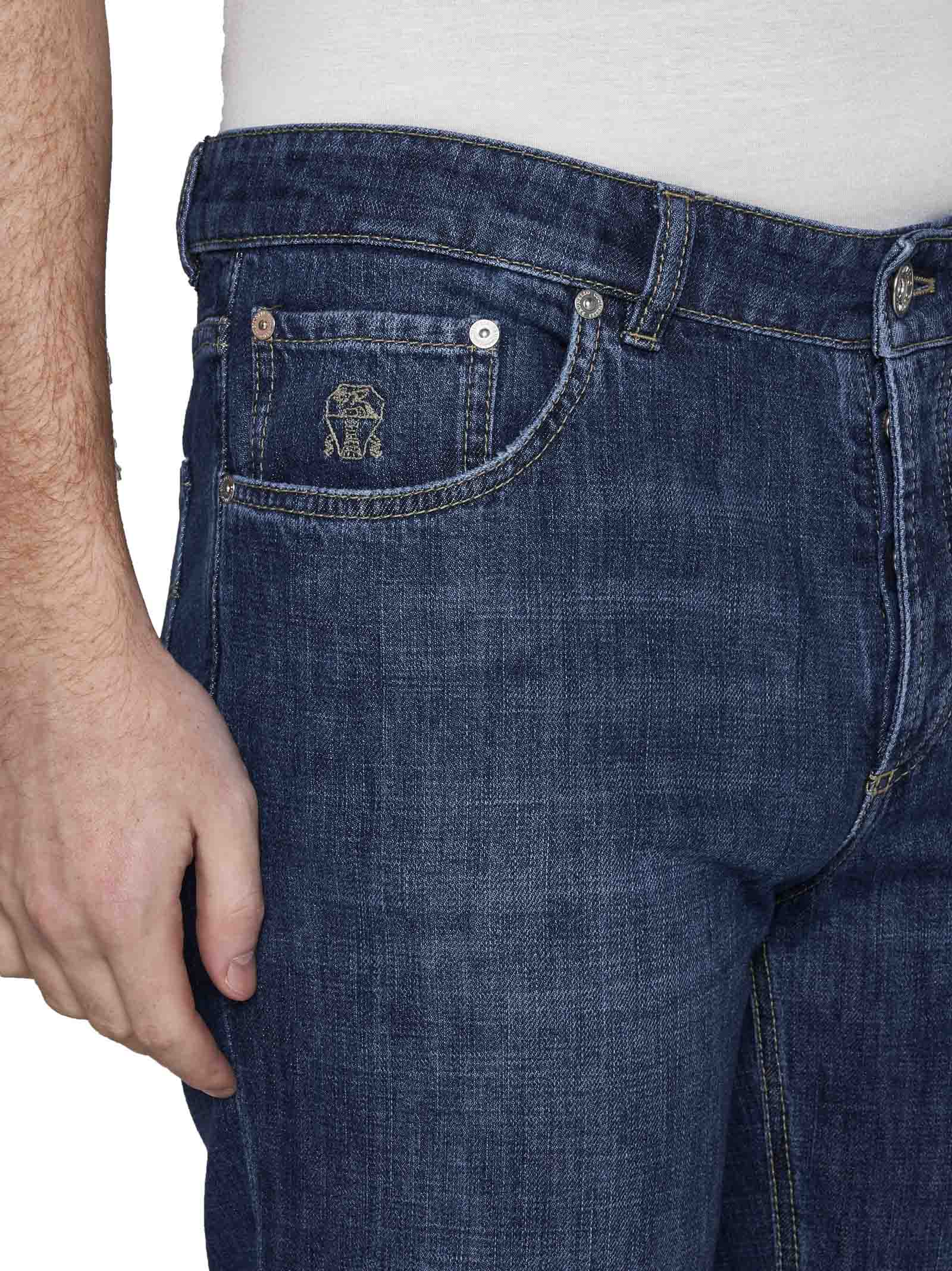 Brunello Cucinelli Slim Fit Five-pocket Trousers In Denim