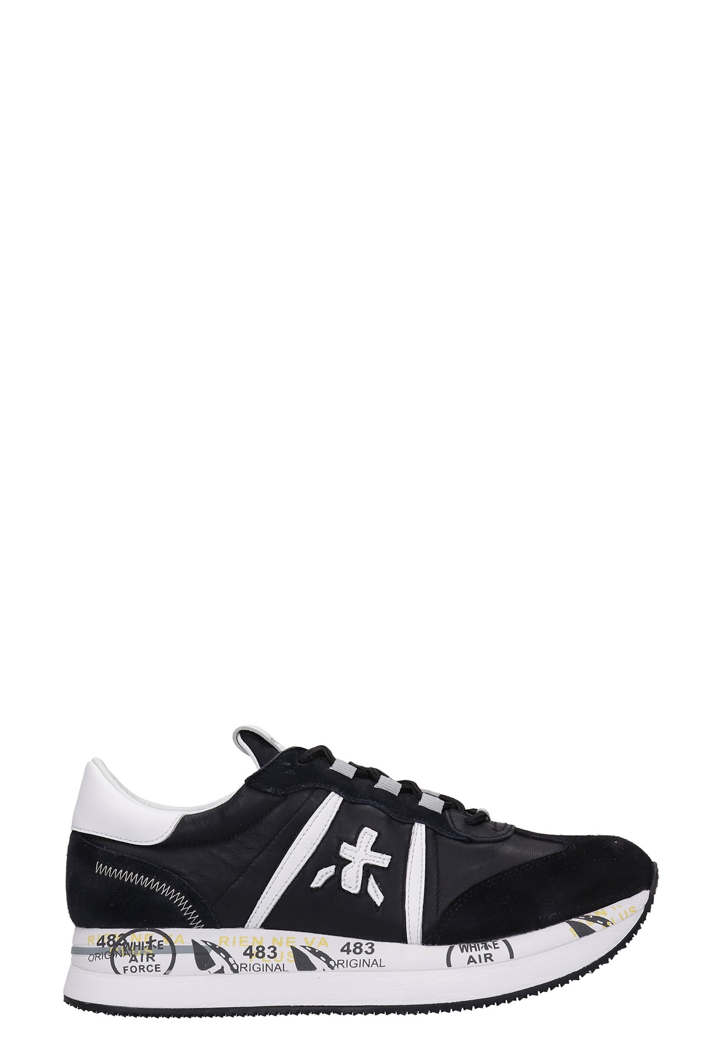 Premiata Conny Sneakers In Black Suede And Leather