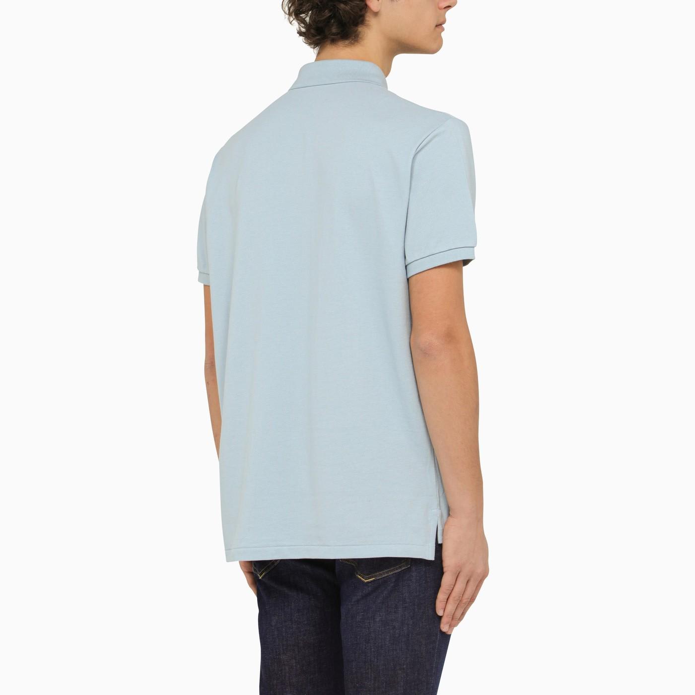 Shop Ralph Lauren Alpine Blue Piqu\u00e9 Polo Shirt With Logo