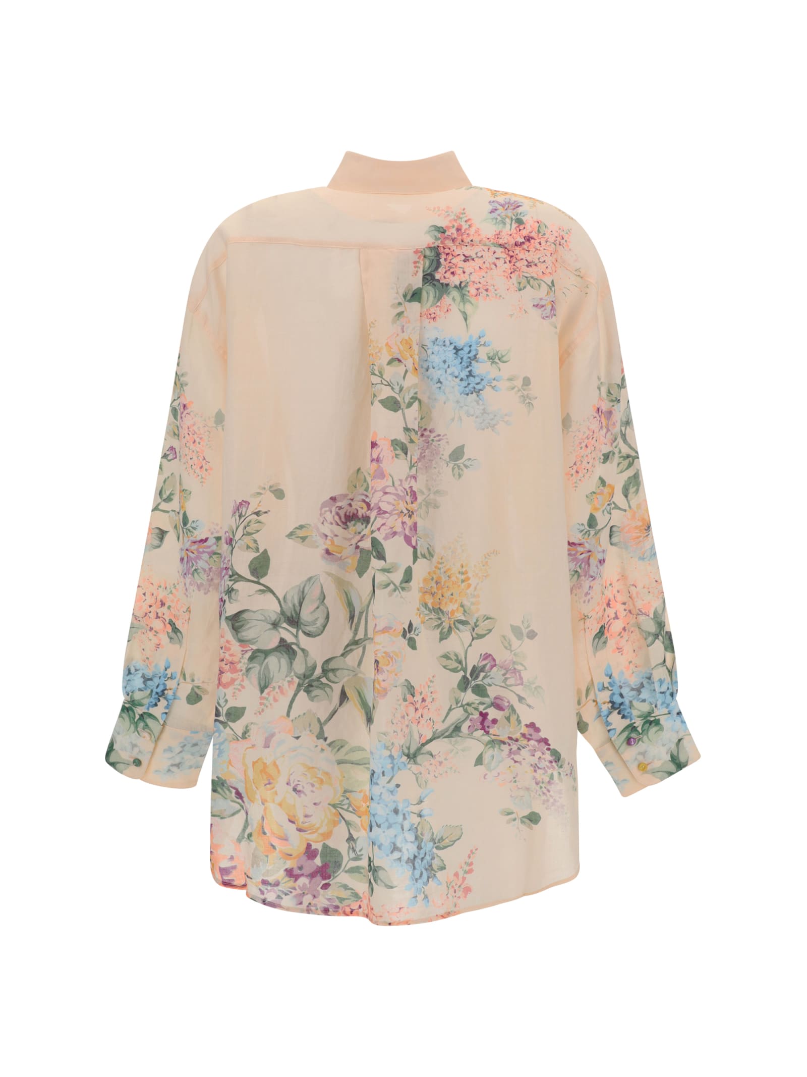 Shop Zimmermann Halliday Relaxed Shirt In Cream Watercolour Floral