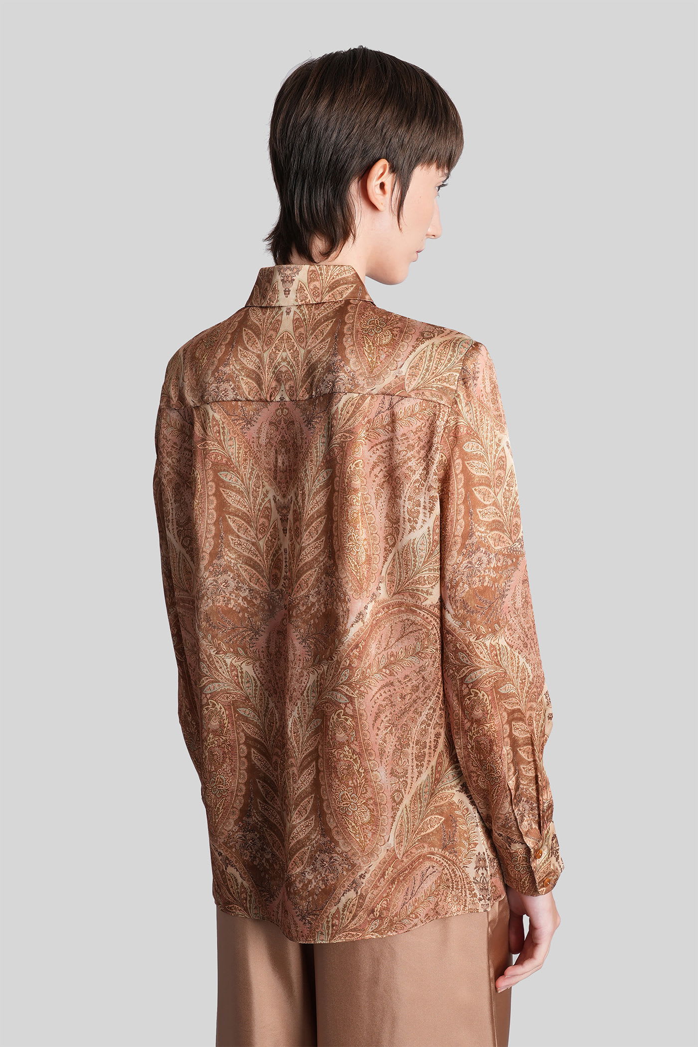 Zimmermann Hypnotic Silk Button-up Shirt In Brown