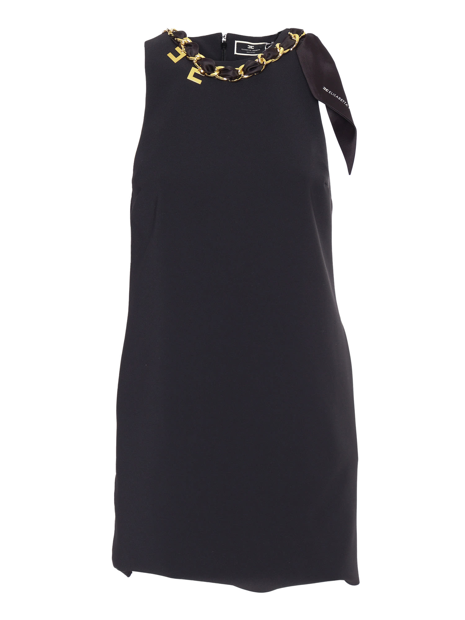 Shop Elisabetta Franchi Black Sleevless Dress