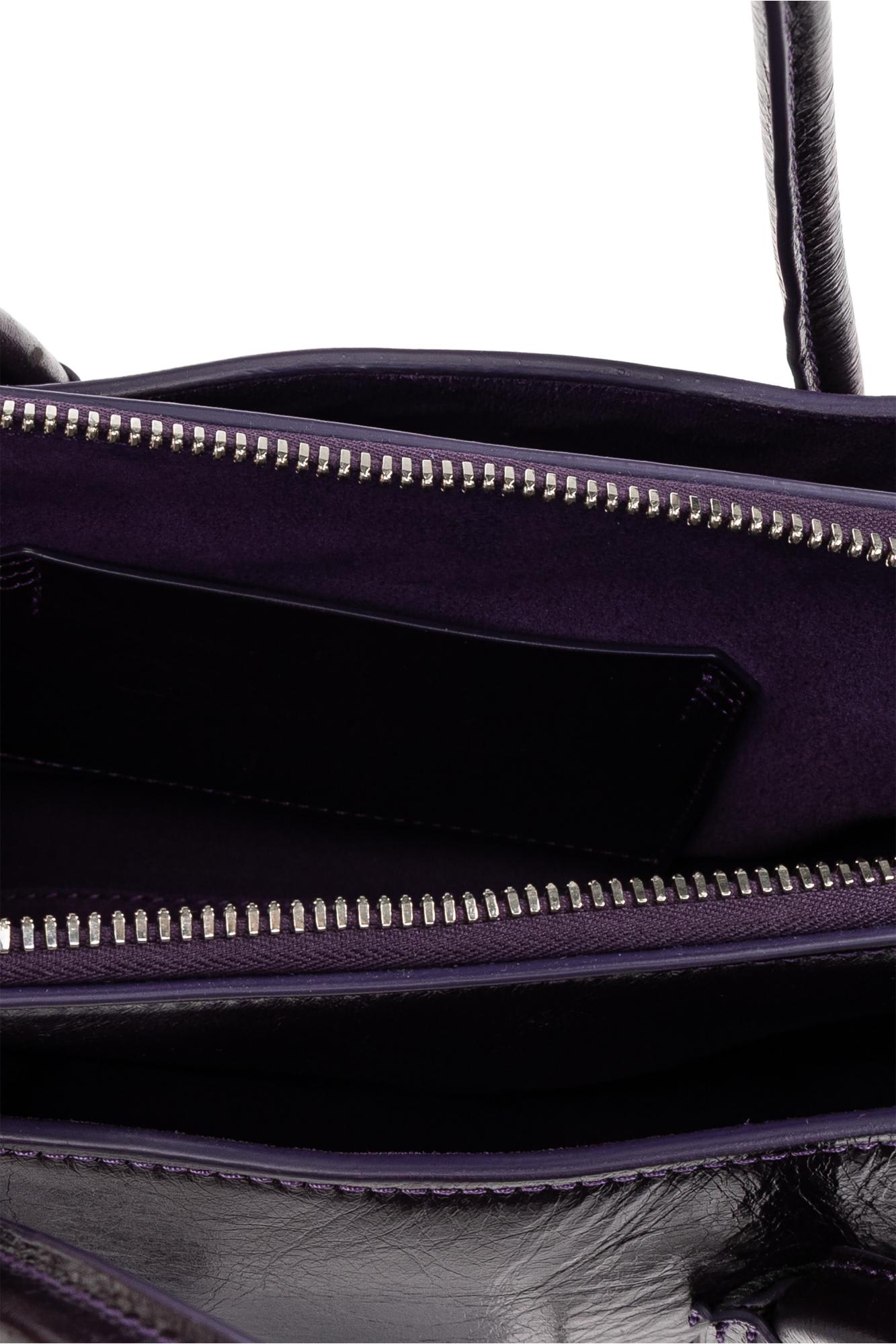 Attico Small Leather Shoulder Bag In Purple
