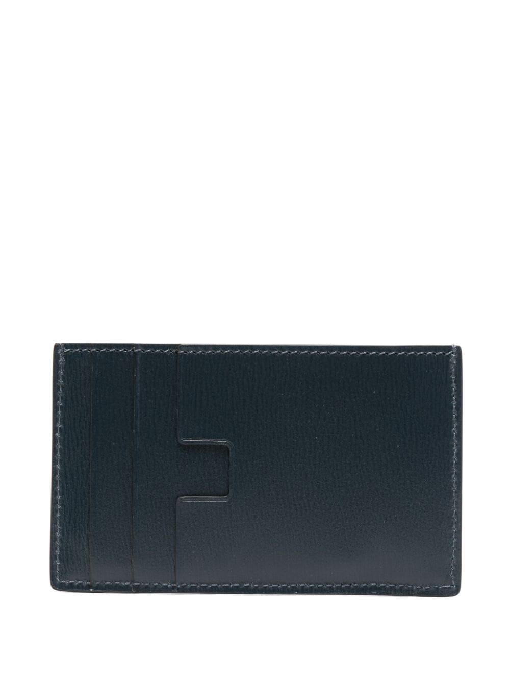 Shop Tom Ford Horizontal Grain Leather Zip Cardholder In Denim Blue