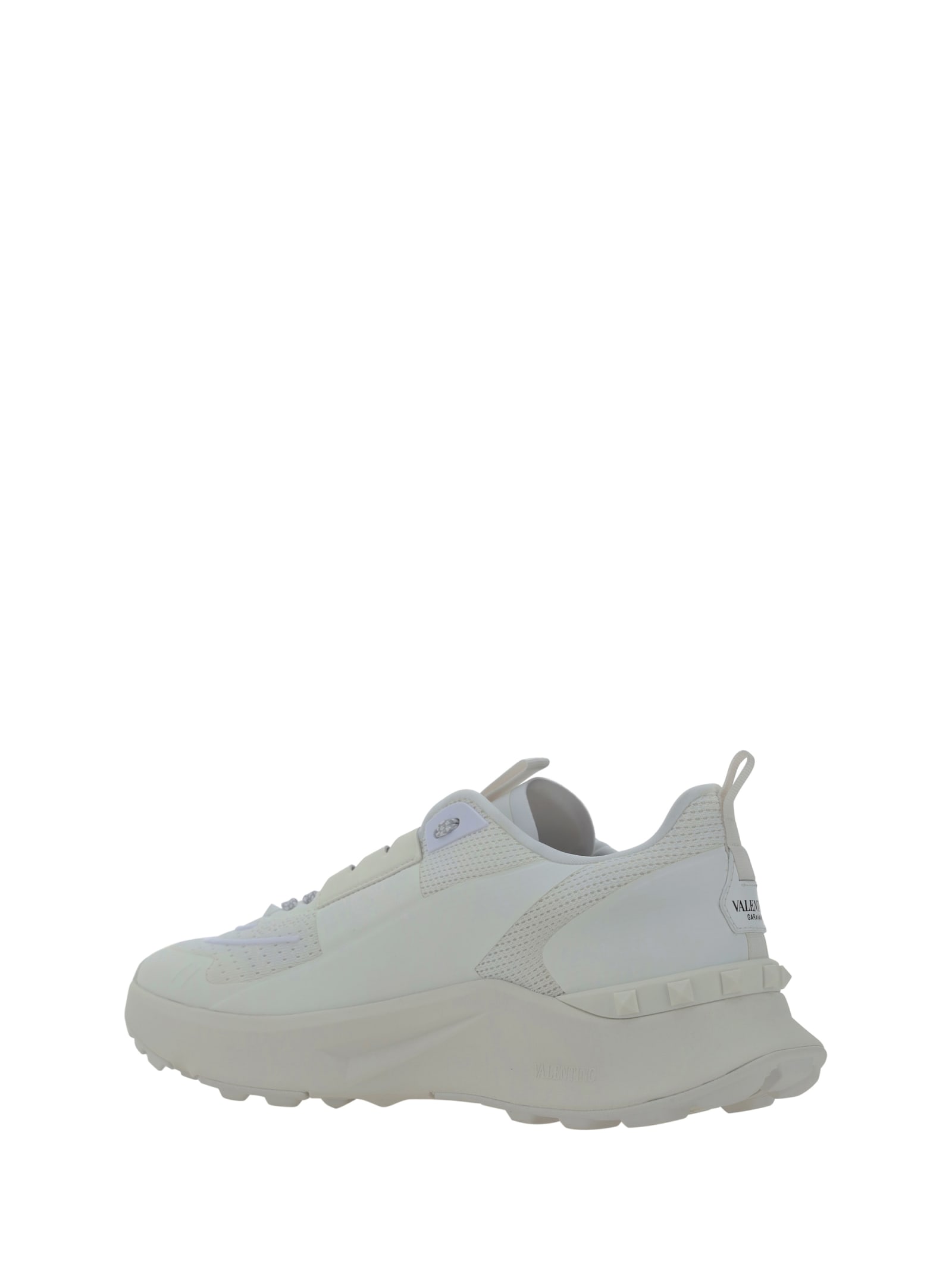Valentino White Fabric And Mesh True Act Sneakers In Bianco