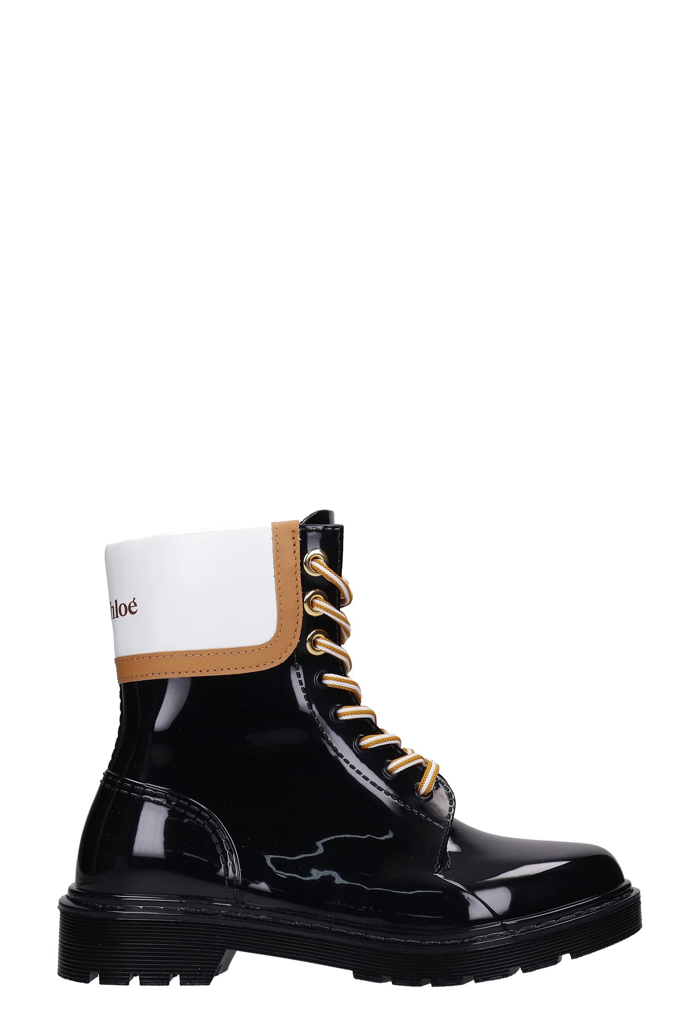 See by Chloé Florrie Combat Boots In Black Pvc