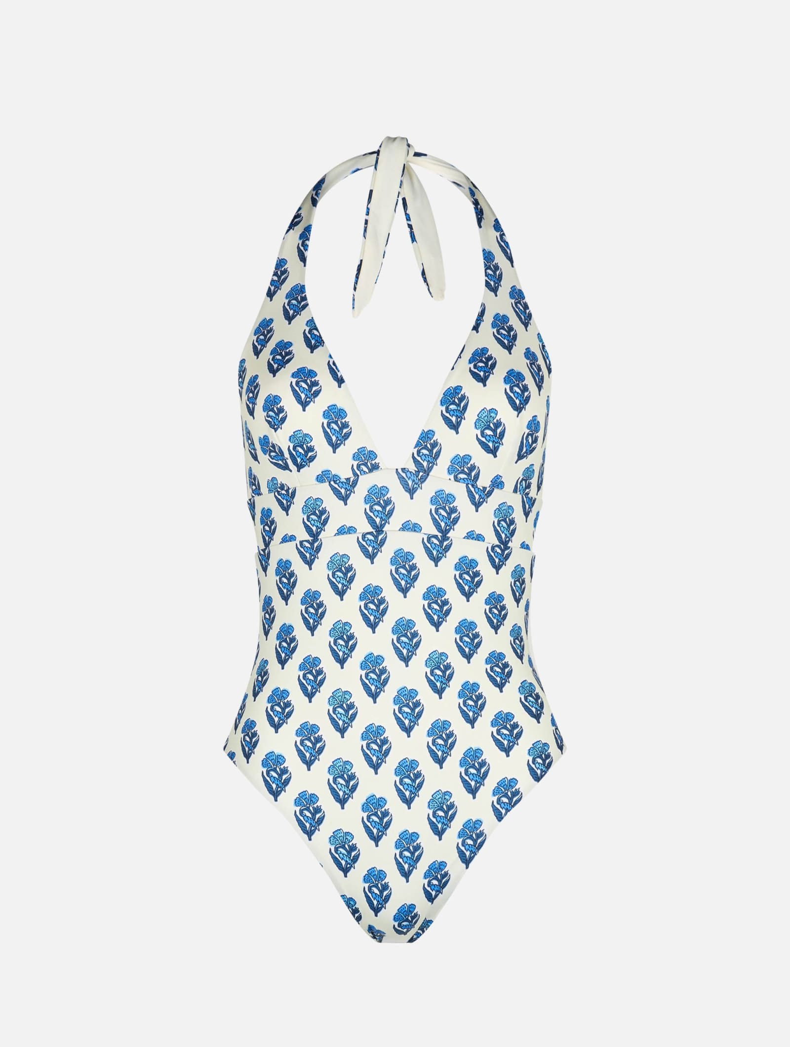 Mc2 Saint Barth Marylin One-piece Swimsuit With Jaipur Flower Print In White