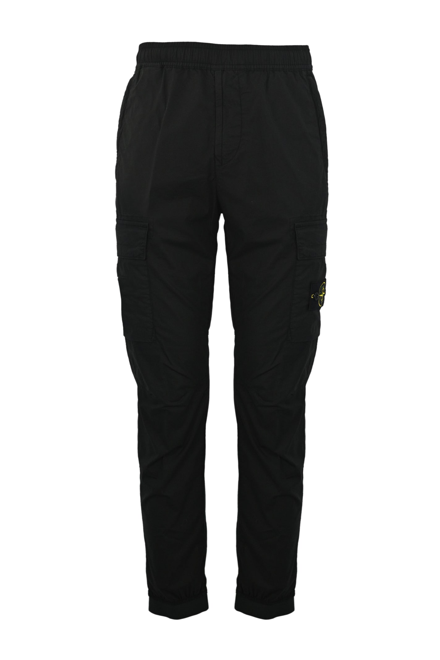 Shop Stone Island Cargo Trousers In Stretch Cotton Canvas 31303 In Black