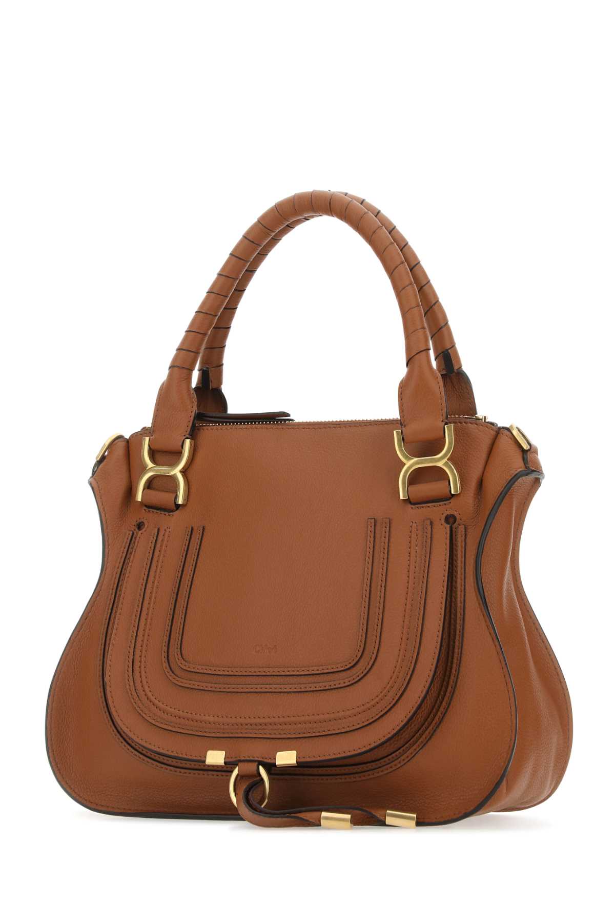 Shop Chloé Brown Leather Medium Marcie Handbag In Tan