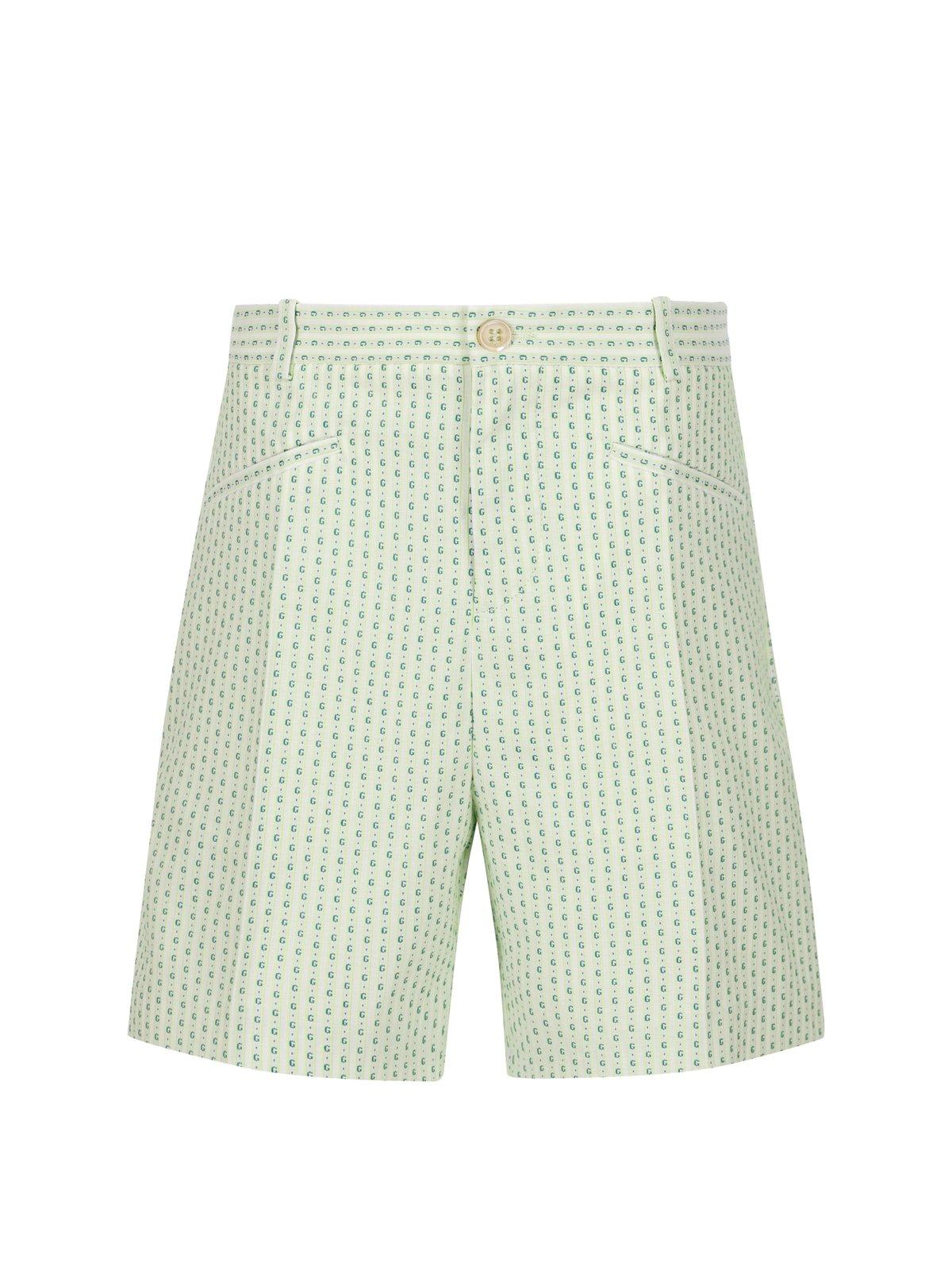 Gucci Kids' Button Detailed Striped Shorts In Green